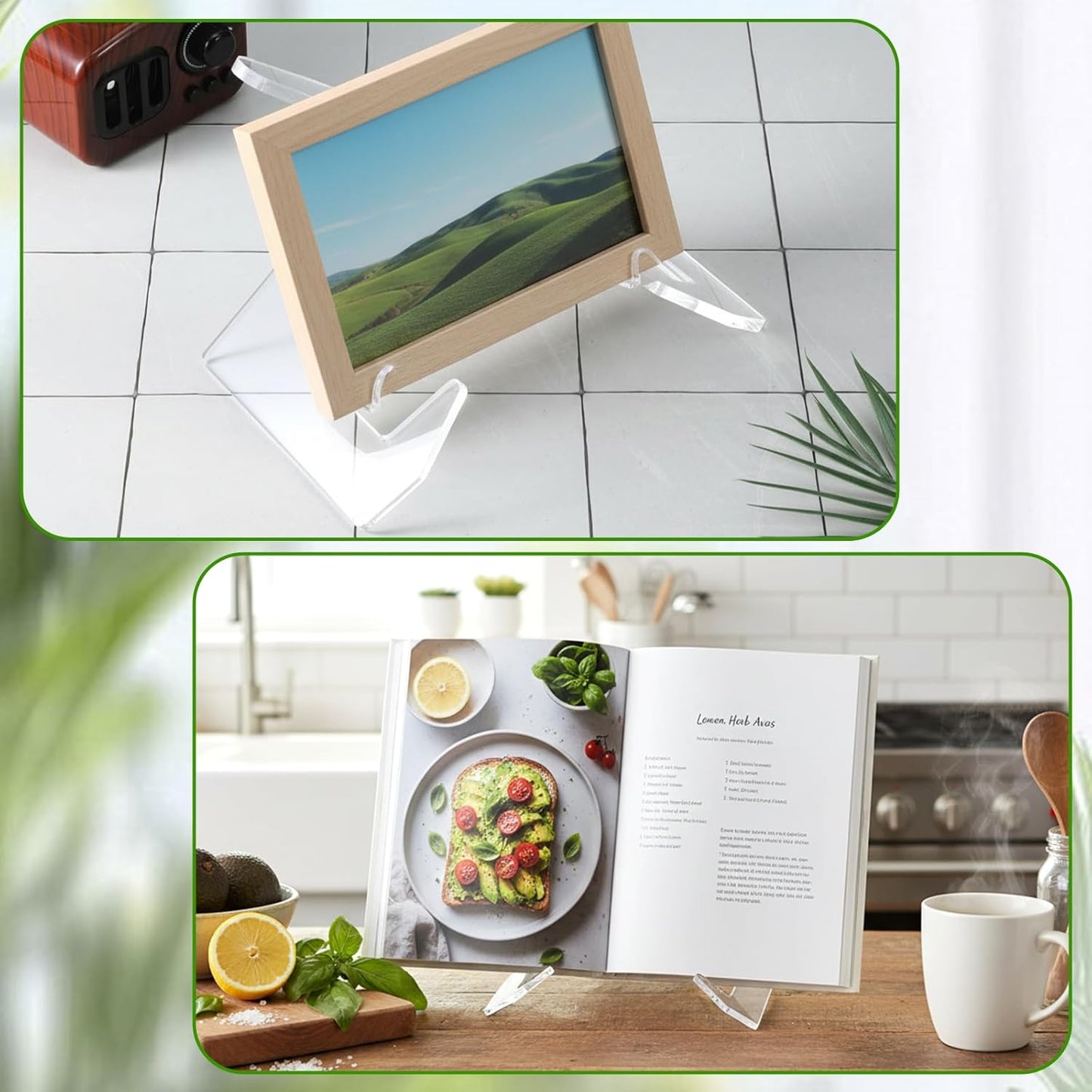 Cookbook Stand Acrylic Cookbook Stand for Kitchen Counter Recipe Book Holder Multifunctional Display Stands Detachable Cook Book Clear Holder Stands for Tabletop Kitchen Counter Decor