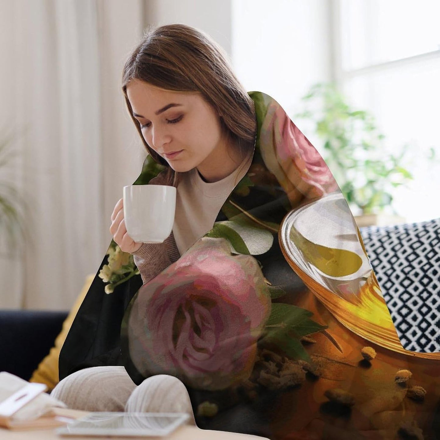 Cup of Tea Throw Blanket for Couch Super Soft Warm Lightweight Throw Blankets Cozy Flannel Bed Blanket Cute Decorative Blankets for All Seasons Home Decor Gift 30"*40"（76 * 100cm）