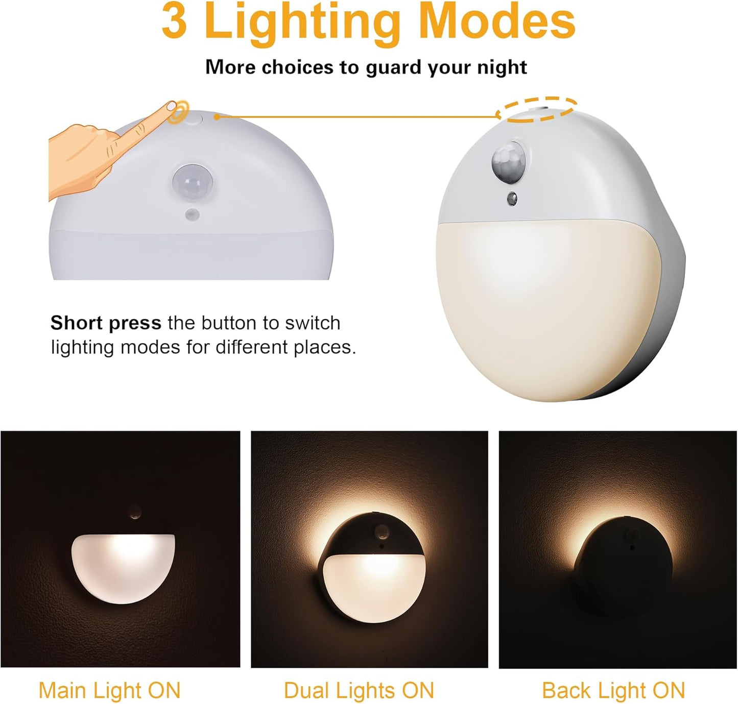 2 Pack Motion Sensor Light Indoor, 2.6" Small Stick on Lights for Stairs, Bathroom, Dimmable Battery Night Light, 3 Light Modes, Soft LED Light for Travel, Toliets, Bedroom, Kids, Warm White