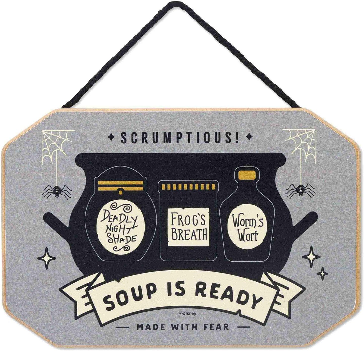 Disney The Nightmare Before Christmas Soup is Ready Hanging Wood Wall Decor - Fun Kitchen Halloween Sign - Made With Fear