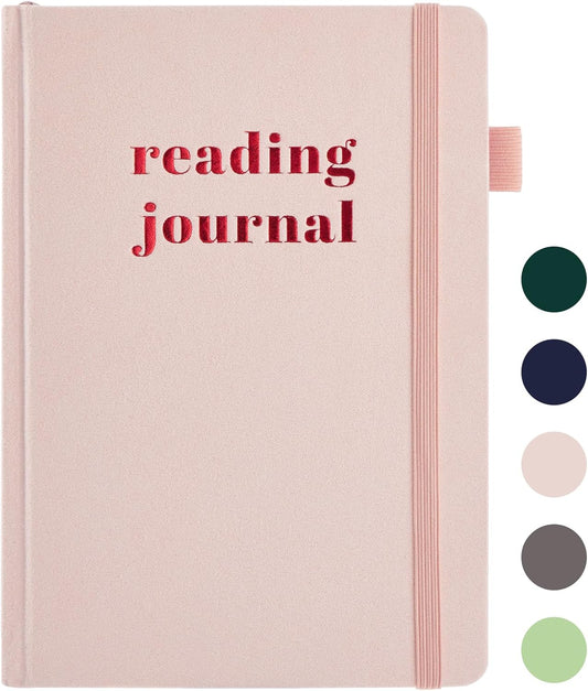 Reading Journal with 75 Book Review, Book Journal for Book Lovers, Readers - Review Prompts & Daily and Monthly Reading Tracking & Reading Challenge, Reading Notebook Gift, A5, Pink