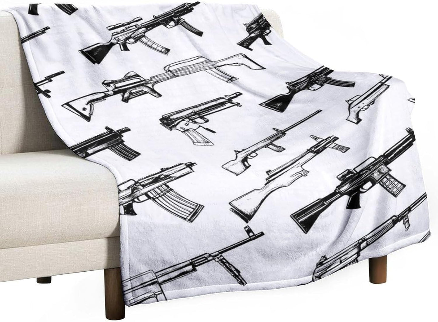 Guns Throw Blanket for Couch Bed Plush Cozy Fuzzy Flannel Blanket for All Season 50"x70"