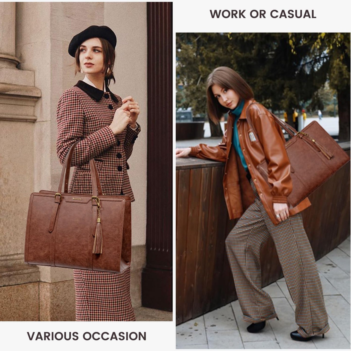 LOVEVOOK Laptop Tote Bag for Women,15.6 Inch Vintage Work Bag with Clutch,Large Leather Laptop Purse with Cup Holder for Teacher,Office