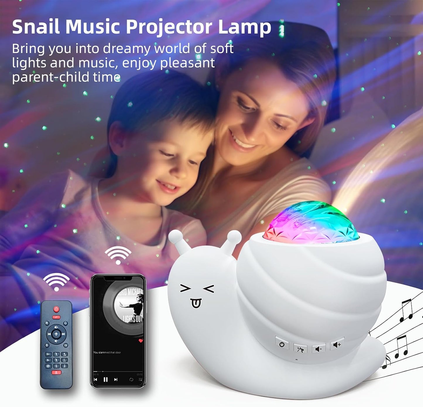 Mycket Star Projector, Galaxy Projector Light, LED Night Light Lamp, Night Light Projector with Remote 360°Rotating Sleep Soothing Colors Changing Music Bluetooth Speaker Timer Fuction for Bedroom