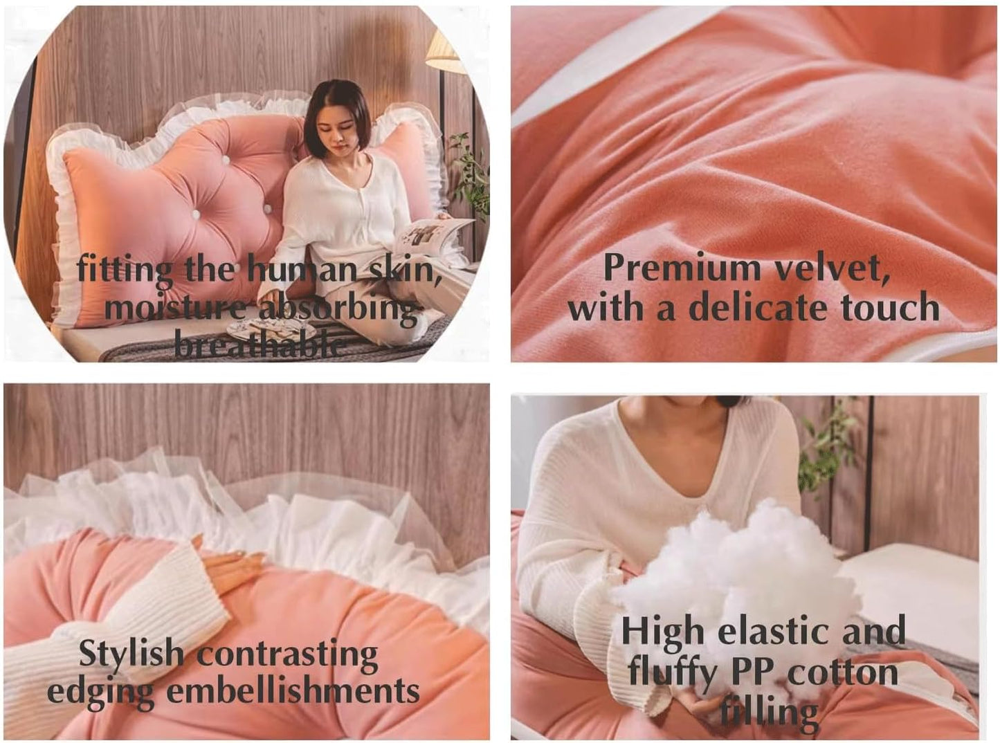 Large Reading Pillow Headboard Pillow,Bolster Backrest Pillow Wedge Positioning Support Pillow for Sofa Bed Lumbar Pad(Size:35"/90cm,Color:A)