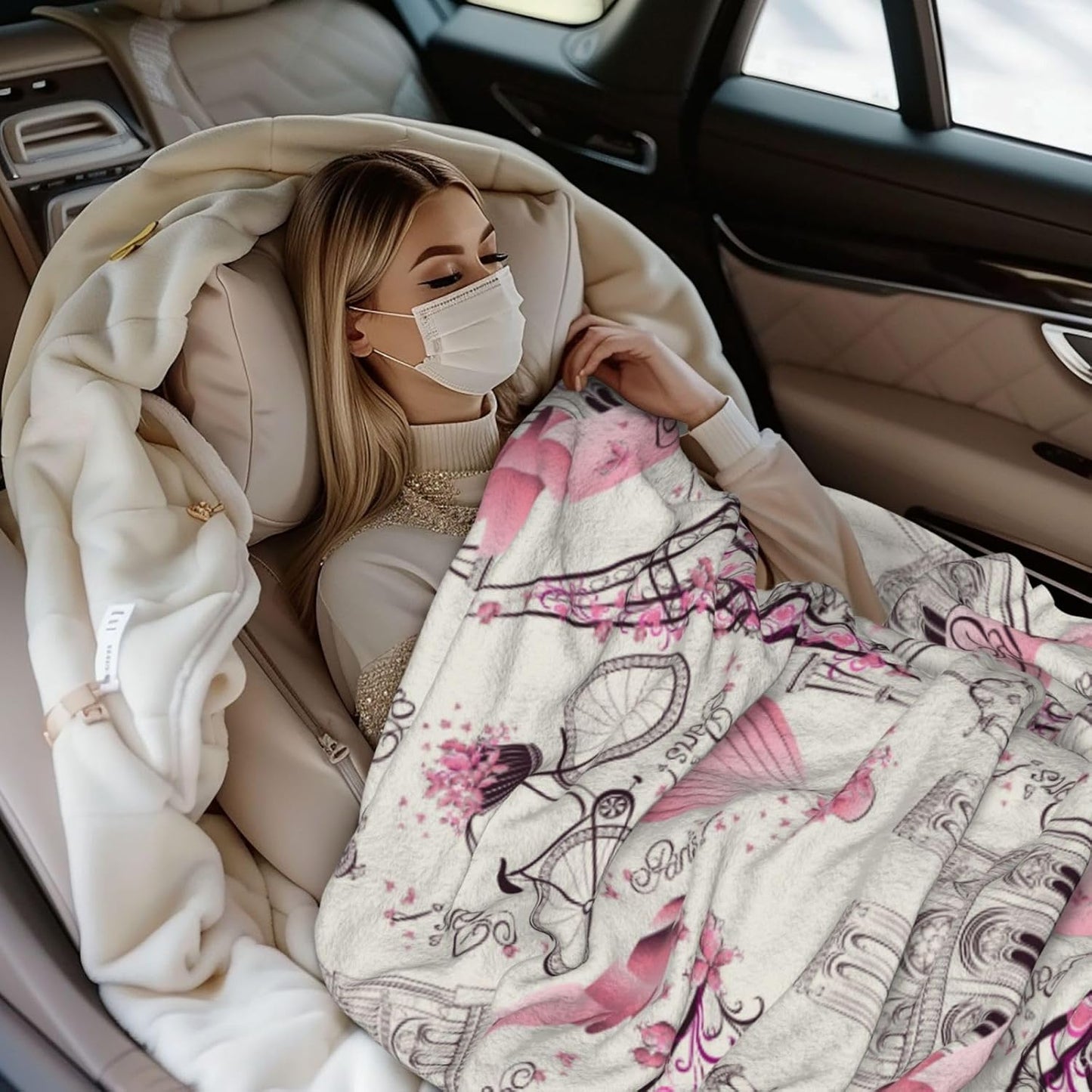 Paris Eiffel Tower Bed Blanket Ultra Soft Paris Valentine's Day Theme Throw Blanket All Season Warm Light Weight Cozy Plush Blankets for Home Bedroom Sofa Chair Travel, 40"X50"