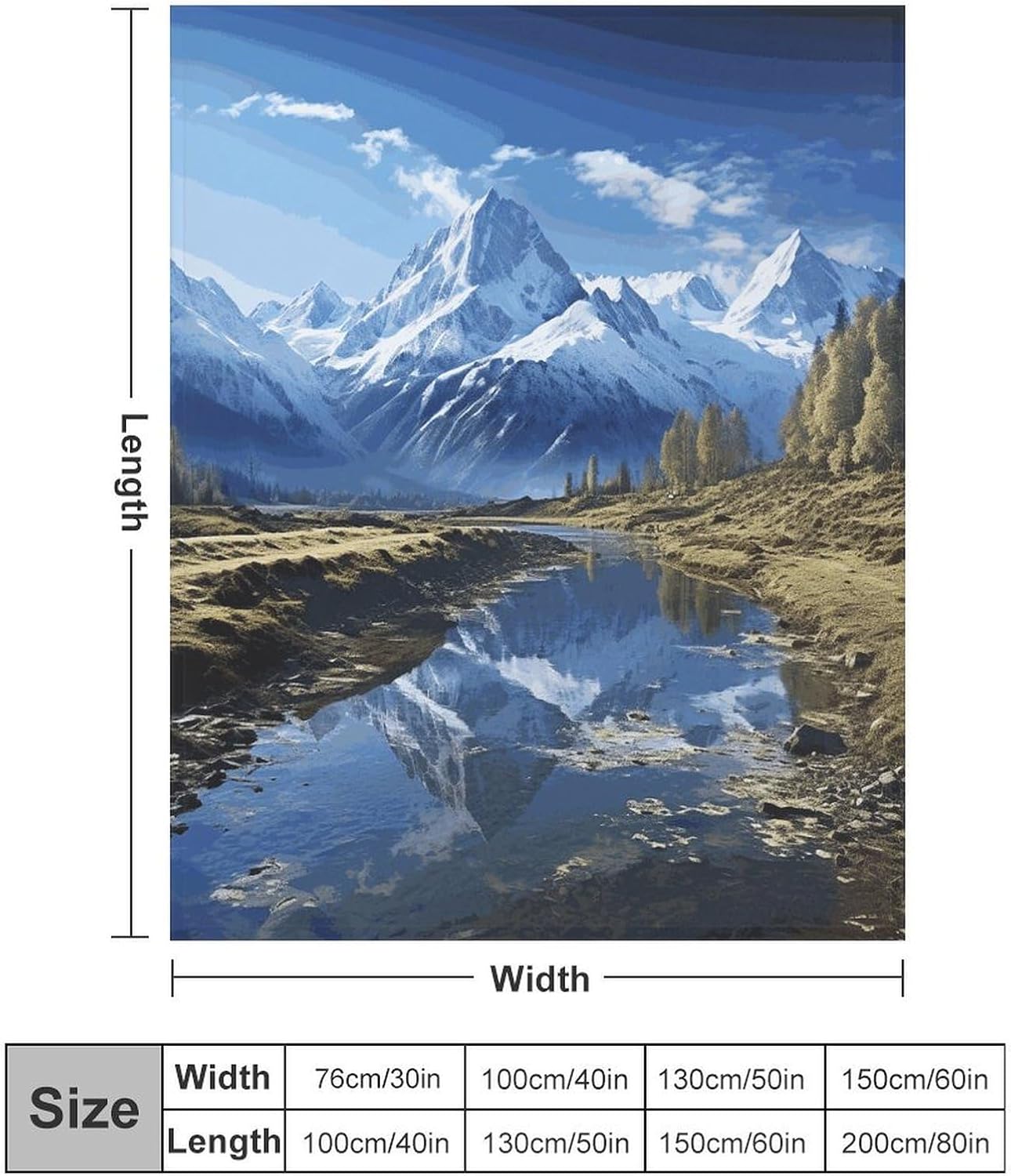 Snowy Mountains Blanket Super Soft Lightweight Throw Blanket Cute Cozy Warm Bed Blanket Decorative Fuzzy Blanket All-Season Home Decor Gift for Sofa Couch Living Room 40"*50" （100 * 130cm）