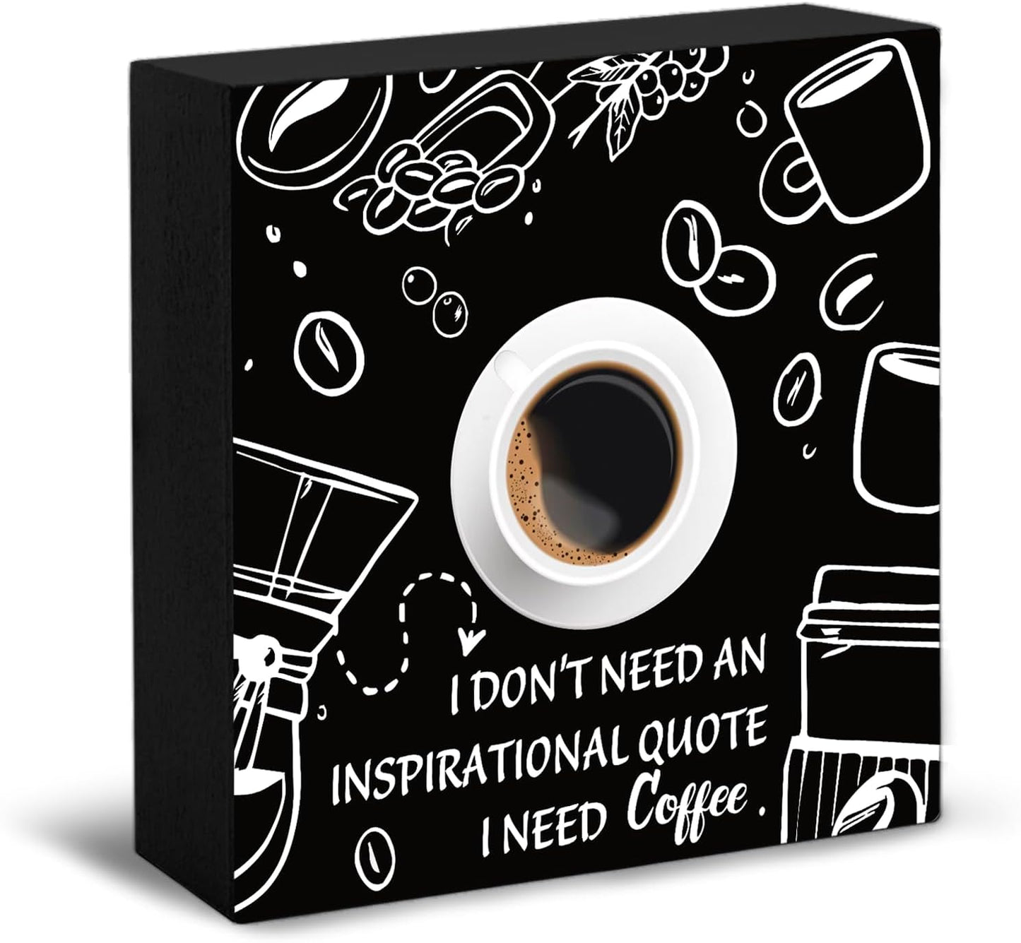 Funny Coffee Bar Accessories Sign Decor For Home Office Coffee Signs For Station Office Decoration Happy Hour Decorative Wooden Box Kitchen Decor