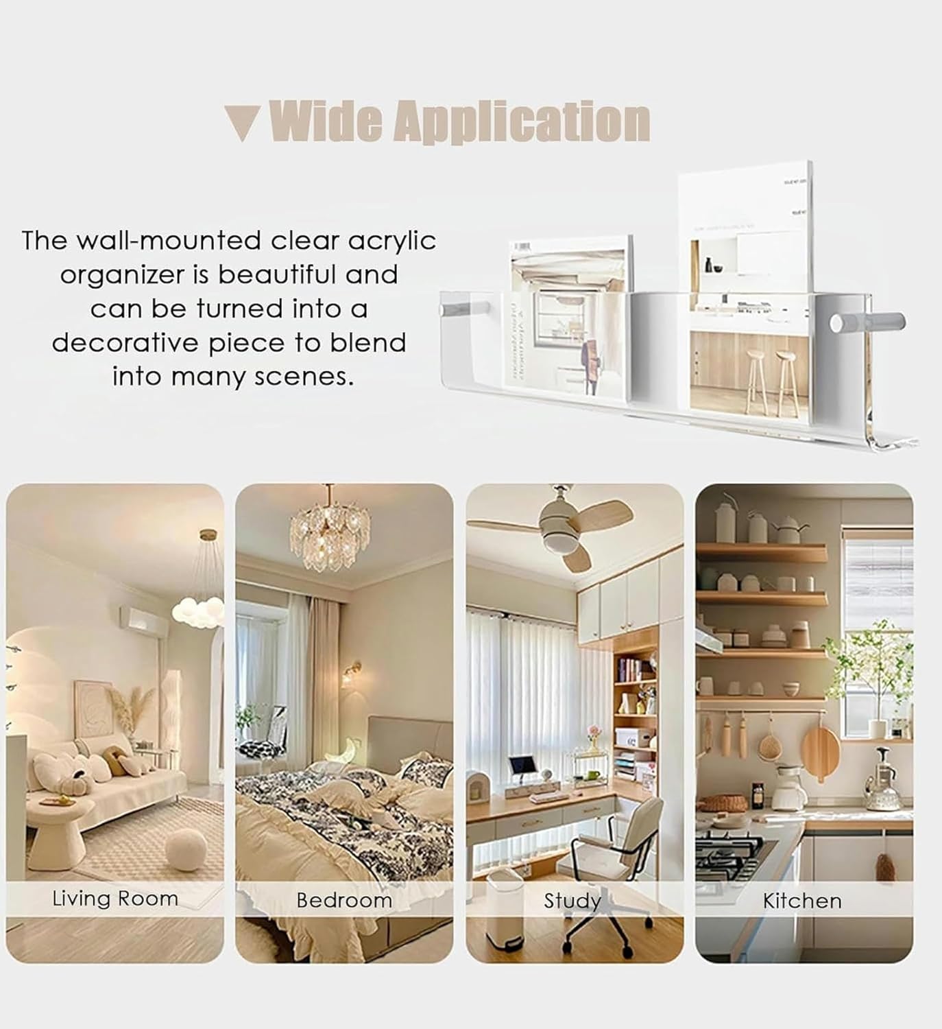 Transparent Magazine Holder, Wall Mounted Storage Rack for Book Poster CDs Photo Frame Newspaper File Documents Collection, 5mm Thick Brochures Display Stand ( Color : Clear , Size : 110x3.5x16cm/43.3