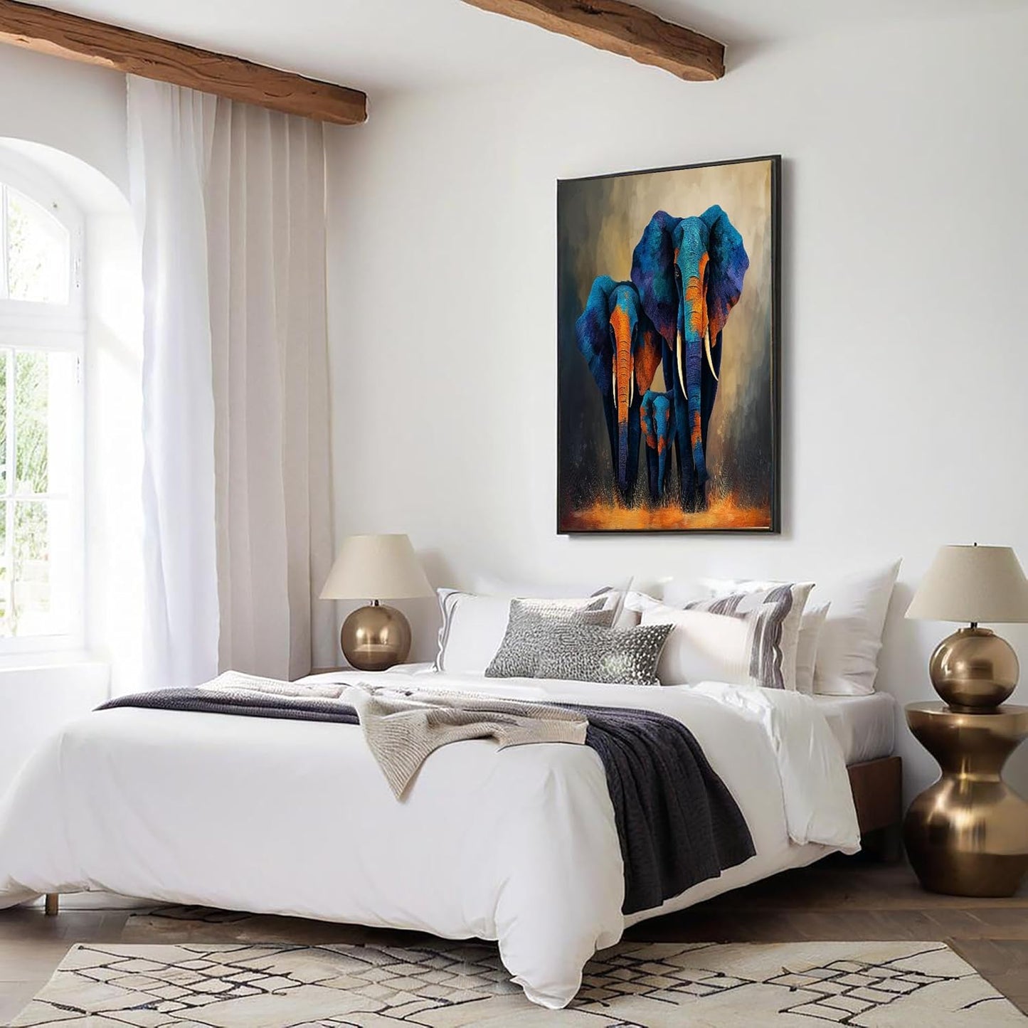 GDJSMIN Abstract Animal Texture Wall Art, Ferocious Elephant Pattern Poster for Reading Room Living Room Decor 12x 16 inch Unframed