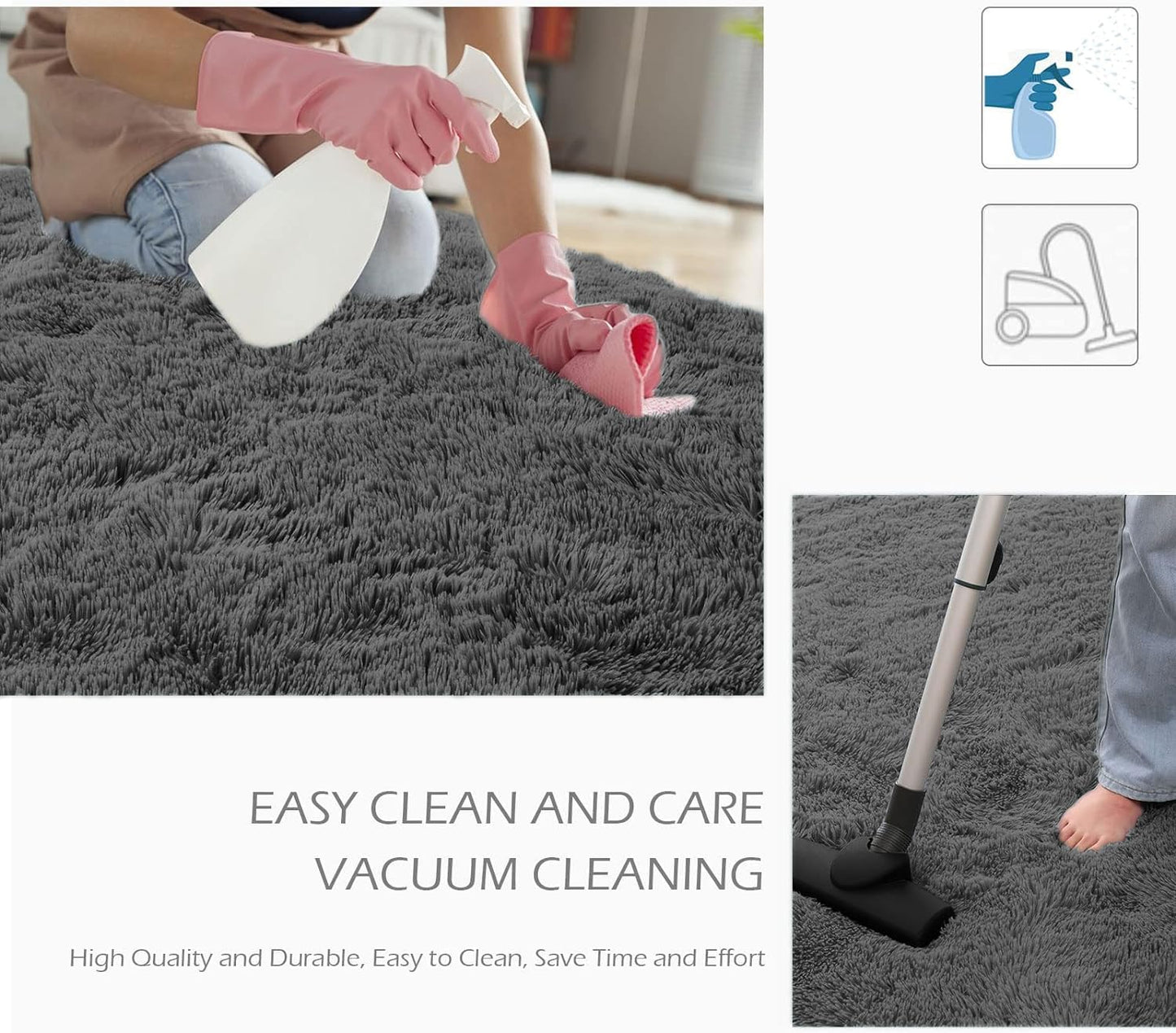 Kelarea Area Rug for Living Room, 5x8 Non-Slip Dark Grey Rug Fluffy Soft Shag Rugs, Fuzzy Shaggy Plush Carpet for Bedroom, Nursery Rooms, Home Dorm