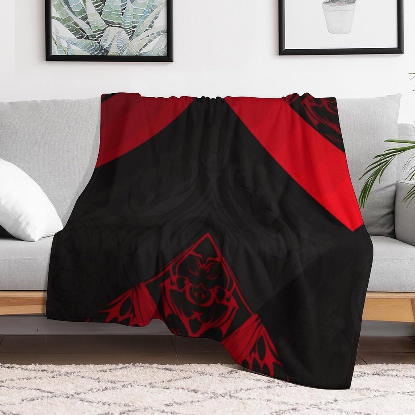 Red Black Blanket Super Soft Lightweight Throw Blanket Cute Cozy Warm Bed Blanket Decorative Fuzzy Blanket All-Season Home Decor Gift for Sofa Couch Living Room 60"*80"（150 * 200cm）