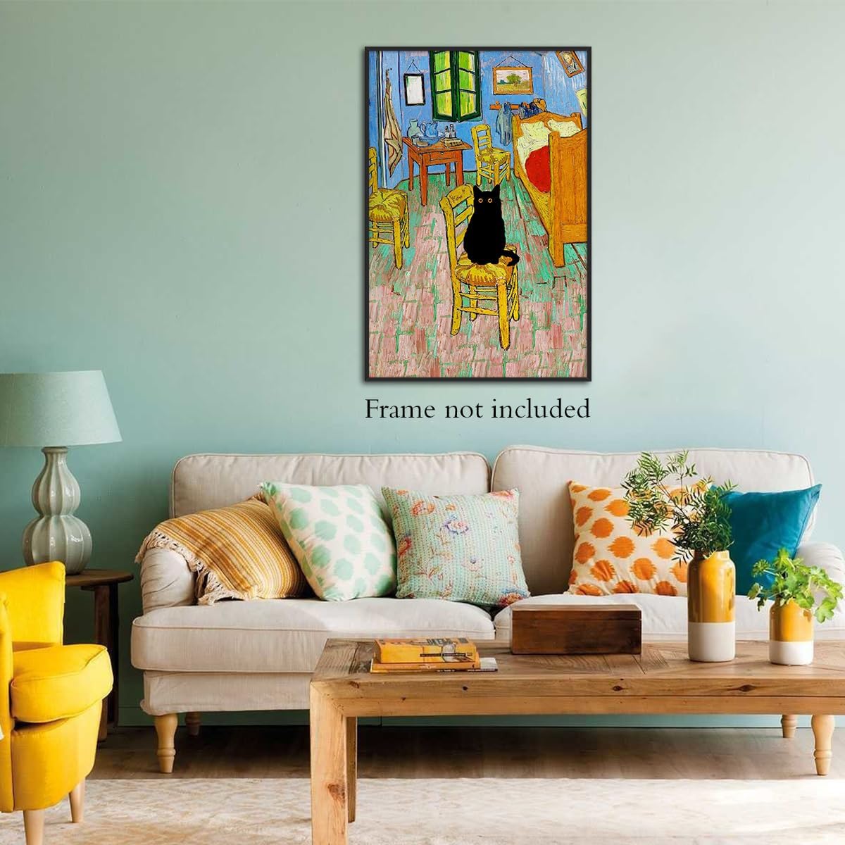 XMJJQQ Retro Vincent Van Gogh Canvas Wall Art Famous Prints Painting Bedroom in Arles Funny Black Cat Aesthetic Poster Rustic Cottagecore Farmhouse Gallery Wall Decor for Bedroom 12x16in Unframed