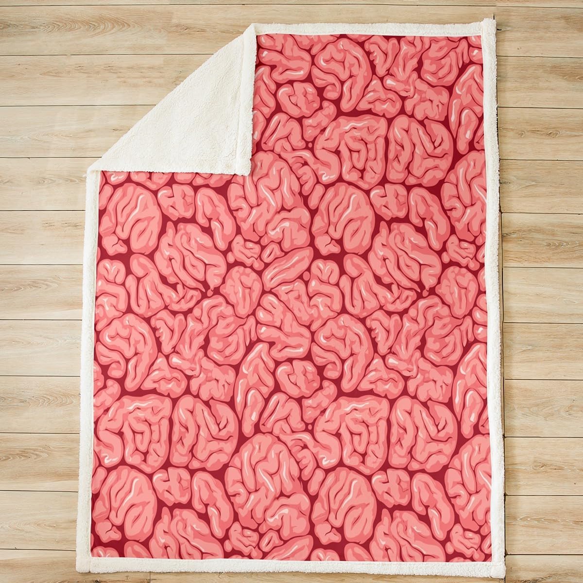 Feelyou Halloween Theme Fleece Throw Blanket 40"x50" Kids Pink Plush Blanket for Boys Girls Teens Brain Design Sherpa Blanket