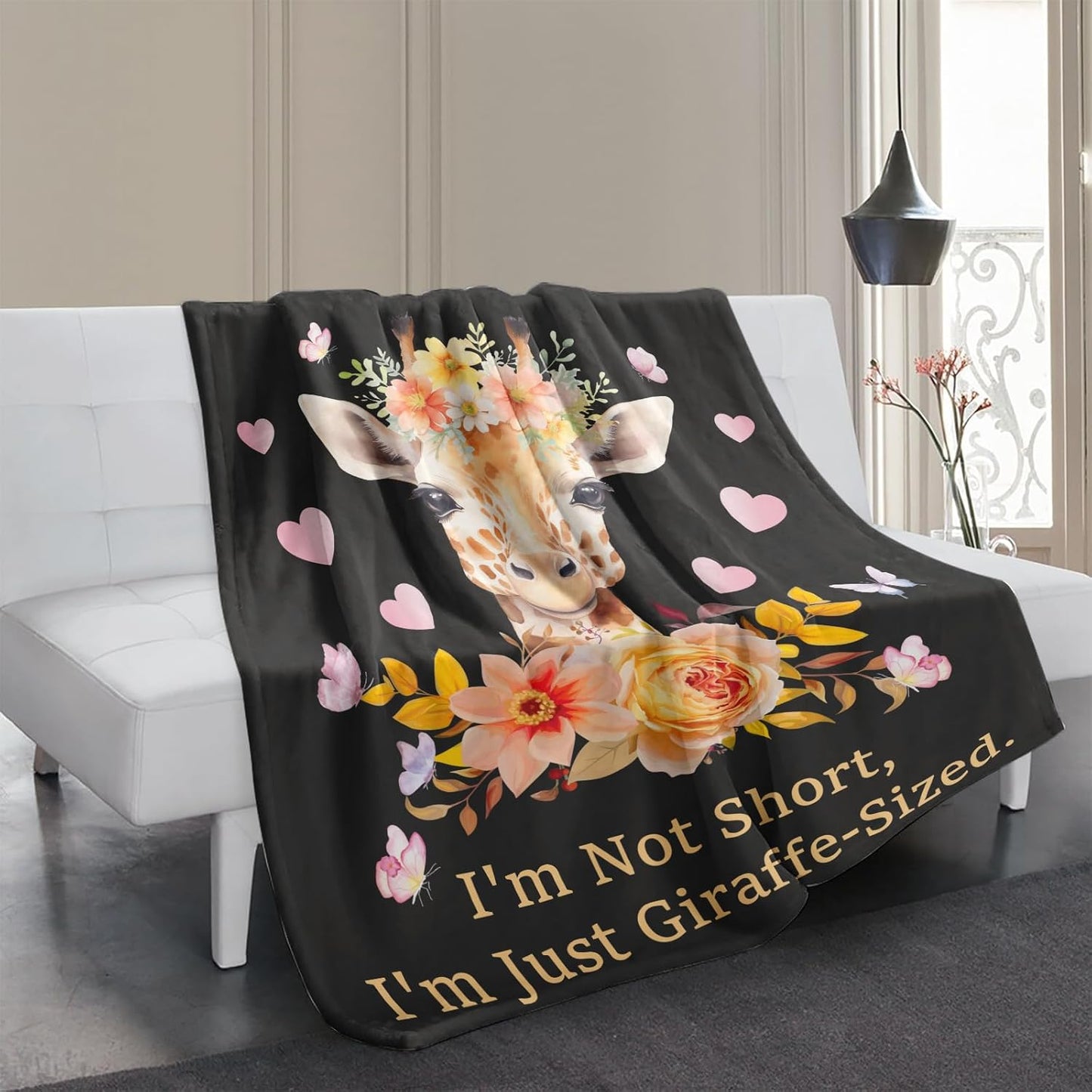 Giraffe Throw Blanket Gift – Funny Quote & Inspiring, Cute Safari Decor; Giraffe Lover Present for Women & Girls; Birthday, Christmas, Valentine’s Day, Mother’s Day; 50'' x 60''