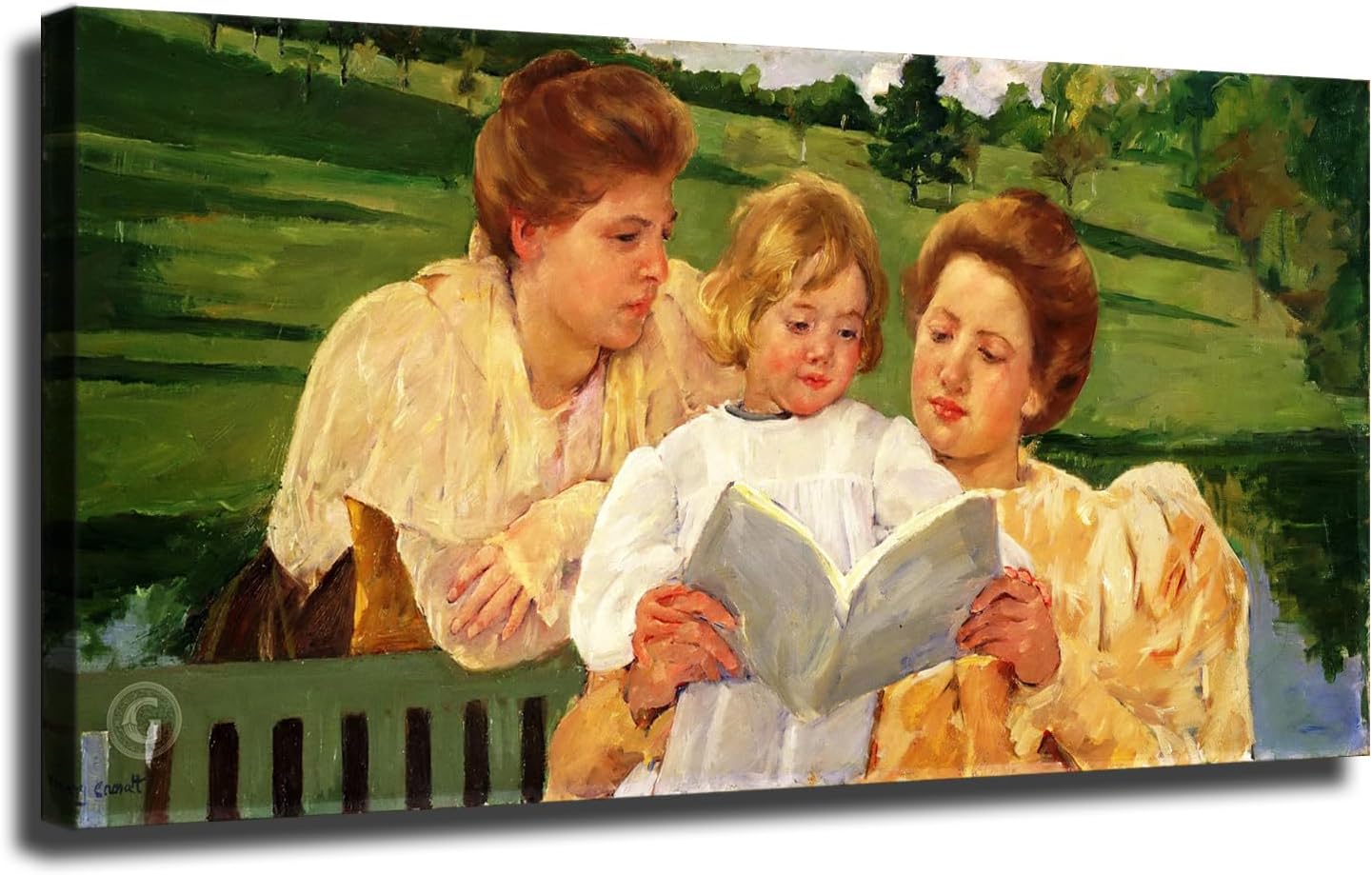 Wall Art Canvas Prints- Mary Cassatt painting artwork- Family Group Reading Posters Room Aesthetics-Best decoration for kitchen living room bedroom office gym etc (12x24inch-Unframed)