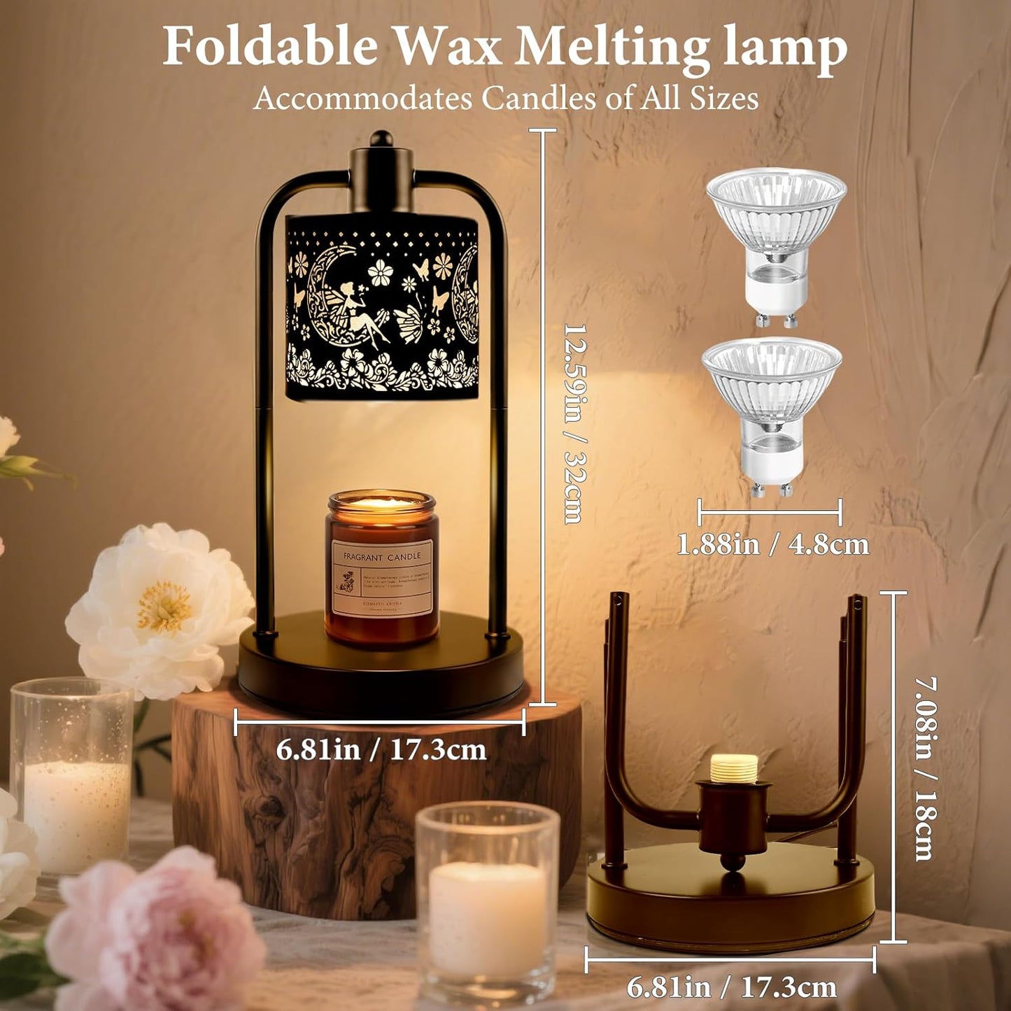 Candle Warmer Lamp Wax Light, Wax Melt Warming Lamps for Jar Candles with Timer Dimmable for Birthday, Room, New House, Bedroom, Vintage Home Decor