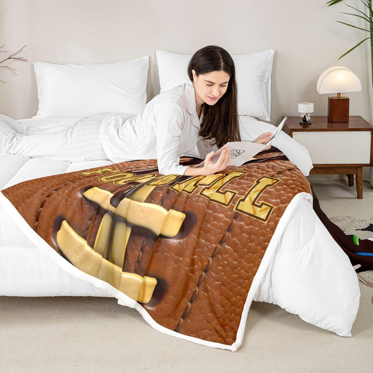 Manfei Brown Football Throw Blanket Coffee Ice Cream Drip Rugby Fleece Blanket Ball Sports Theme Cozy Throws for Bed Couch Sofa,Kids Boys Girls Room Decor,Soft and Breathable(40 x 50 Inches)