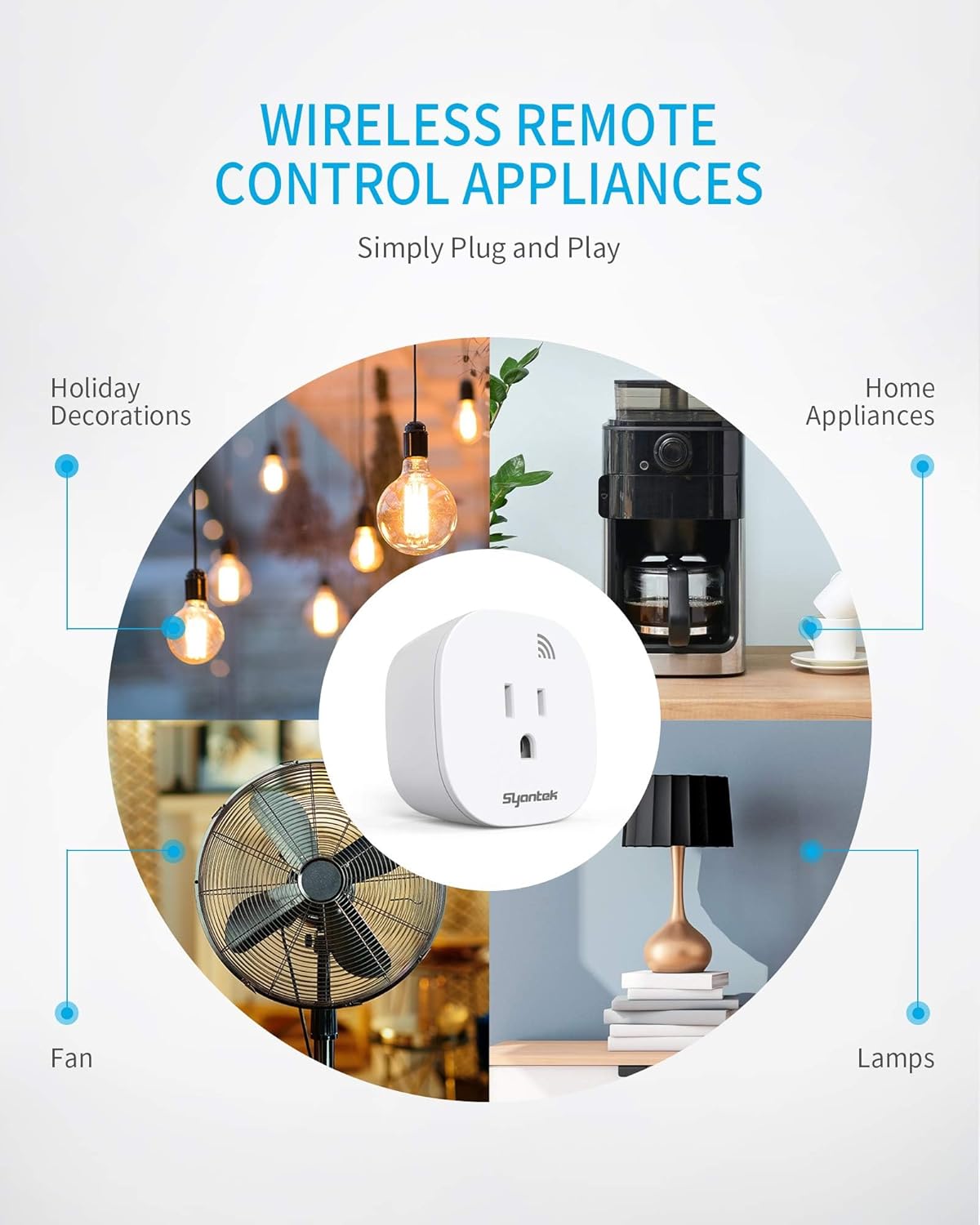 Remote Control Outlet, 1 Wireless Remote Control Outlet Plug for Household Appliances, Up to 100 ft Range, ETL Listed, White