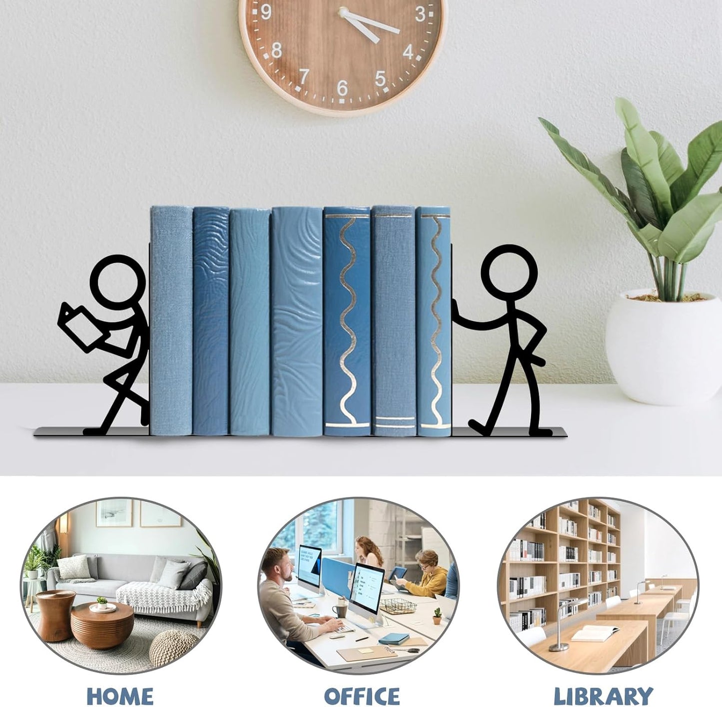 Metal Bookends People Bookends Decorative Cute Book Ends for Shelves Bookshelf Home Office Desk Reading Decor Bookshelf Decor for Book Lovers Gift