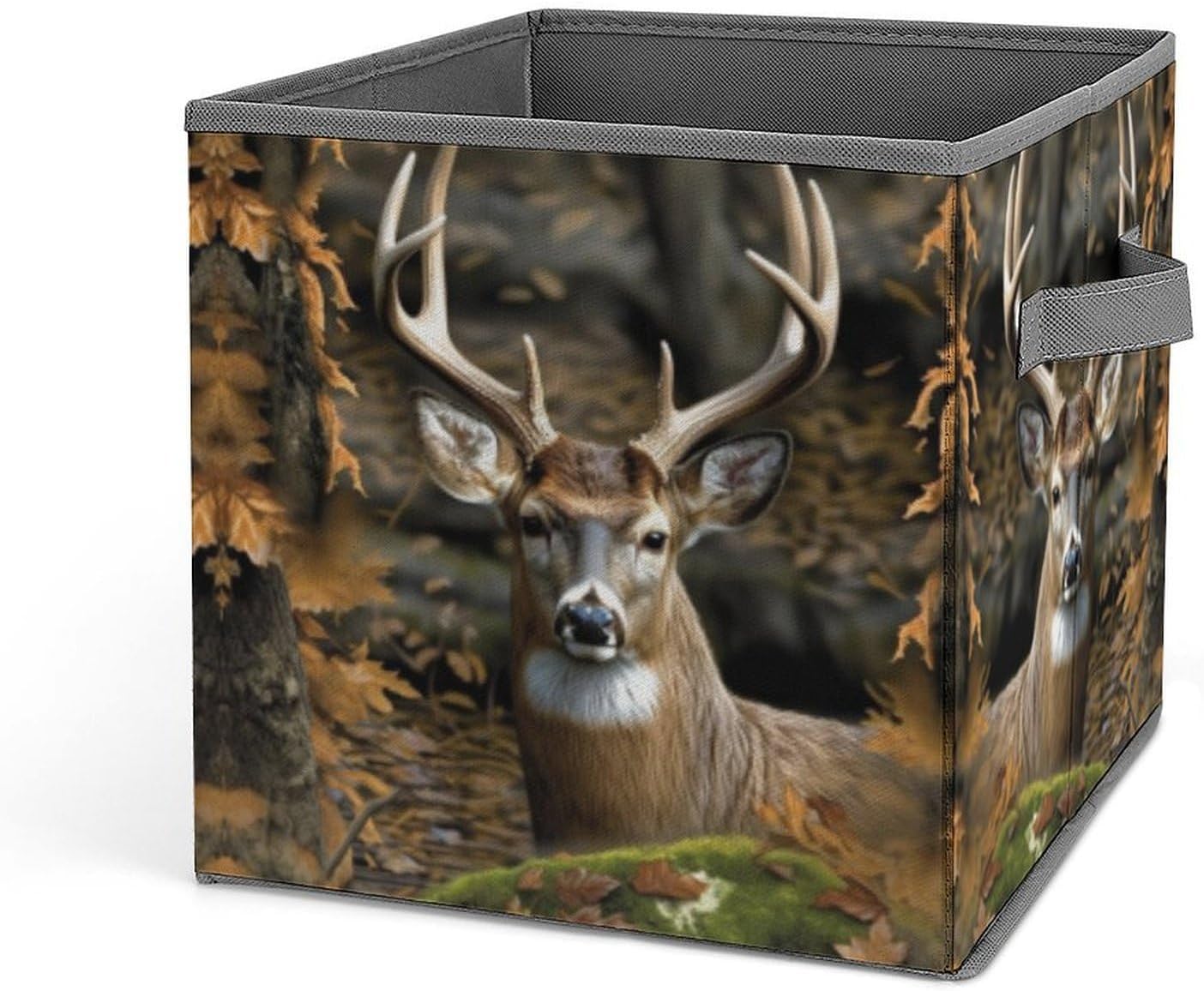 Camouflage Deer Storage Bins with Handles Fashion Large Storage Cubes Sturdy Foldable Storage Boxes Space-Saving Storage Baskets for Home Office Clothes Closet Organizers