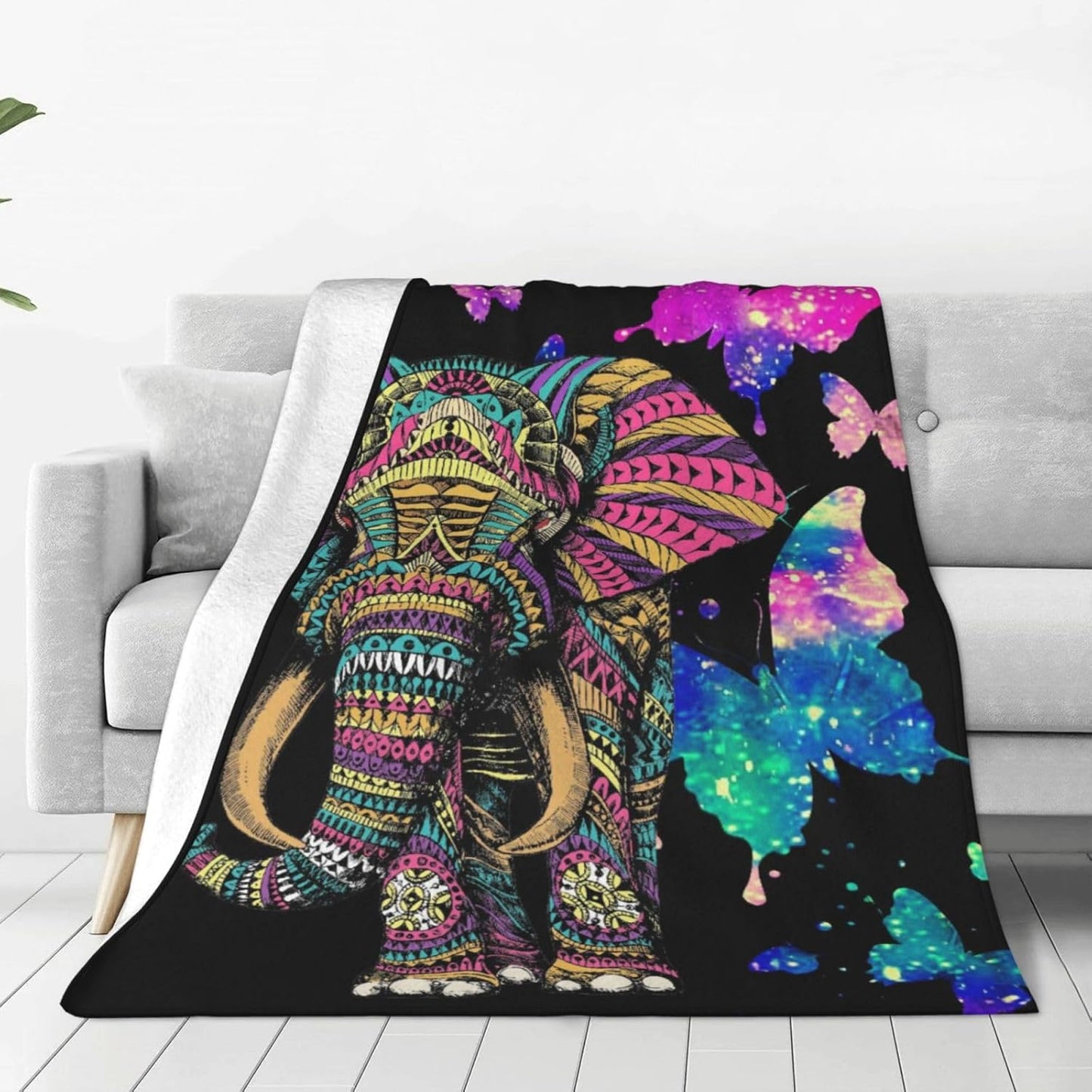 Elephant Throw Blanket Fuzzy, Elephant Gifts for Women Men Girls Boys Kids, Soft Cozy Fleece Blanket Warm Flannel Throws for Couch Sofa Bed Living Room