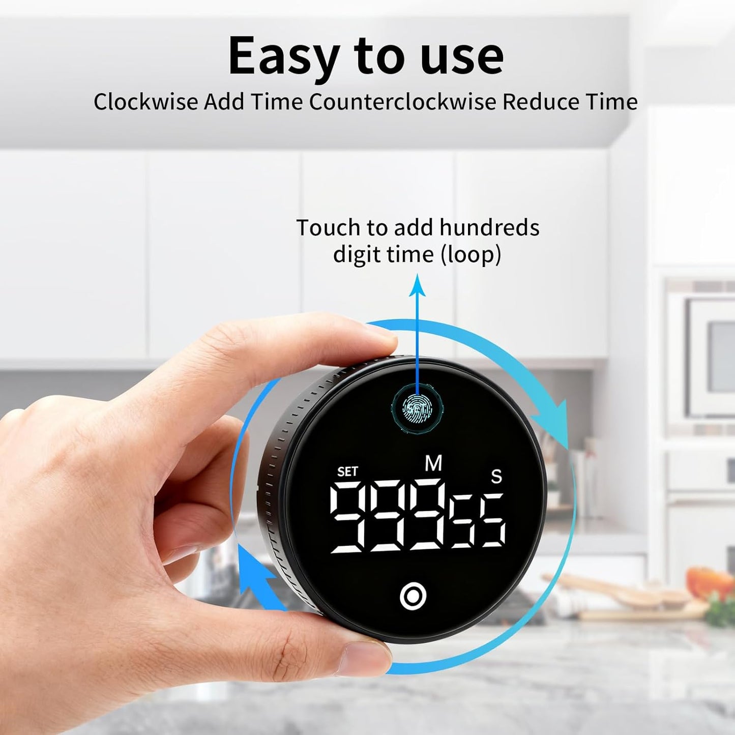 Digital Kitchen Timer with Magnet,Large LED Display Visual Timer with Countdown Countup for Adult & Children，Battery Supply for Classroom Home Gym Office