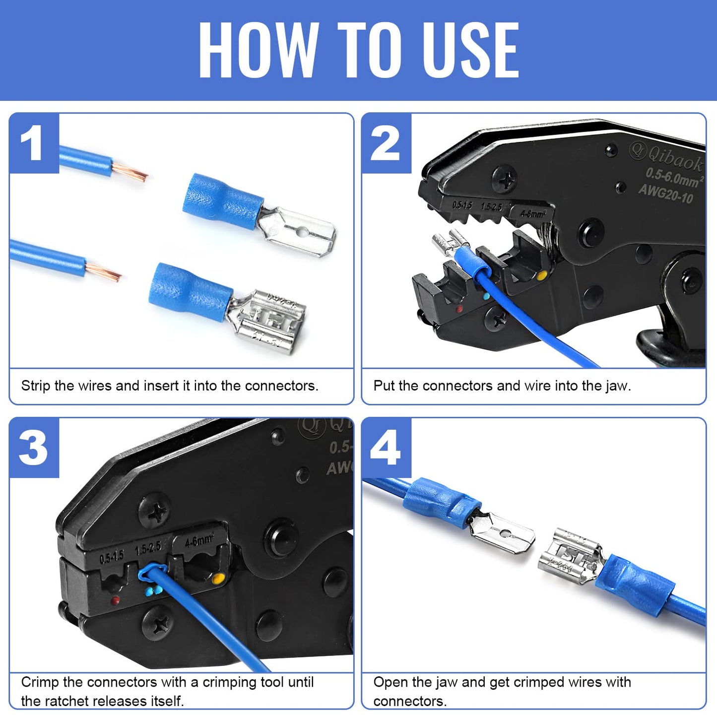 Qibaok 1500pcs Wire Connectors - Insulated Electrical Wire Terminals (Copper) - Ring, Butt, Spade, Fork Connector Kit - Red, Blue, Yellow