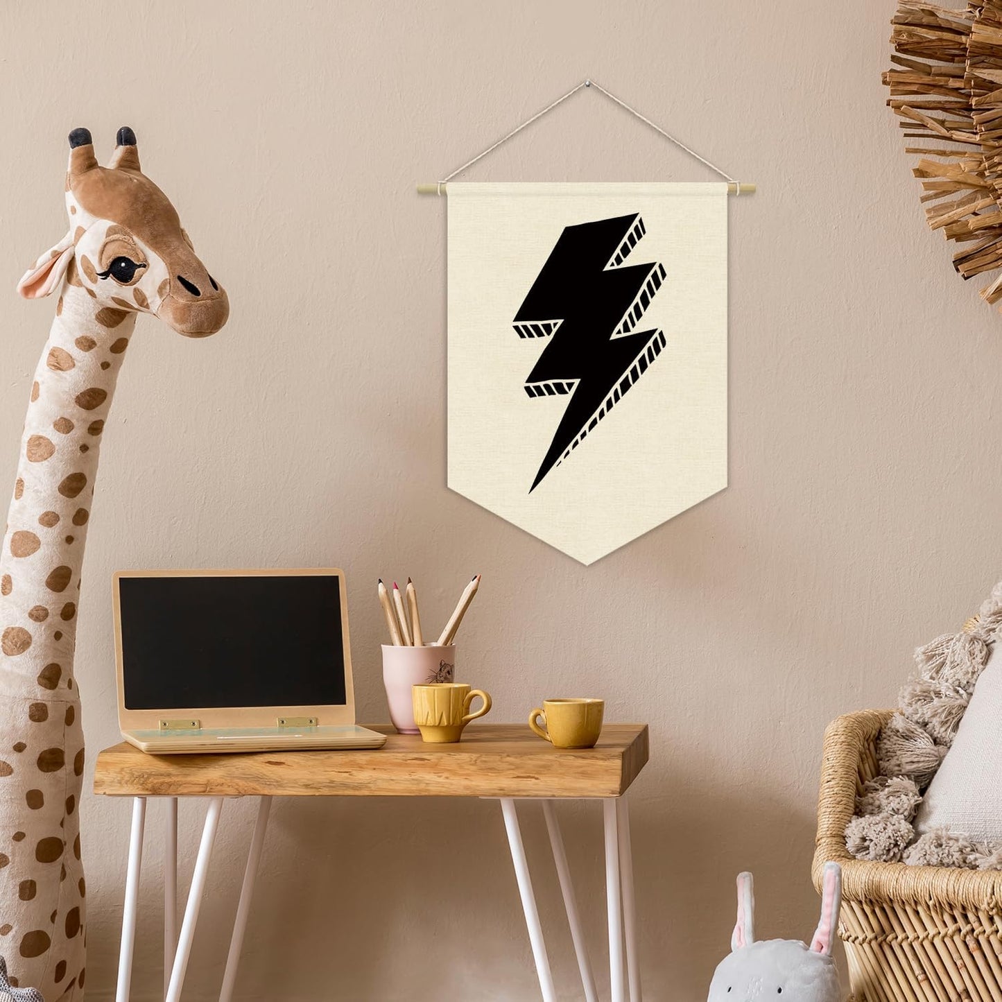 Playroom Canvas Banner, Lightning Sign Boy Nursery, Kids Room Decor, Toddler & Boy Room - Wall Art 15x11in