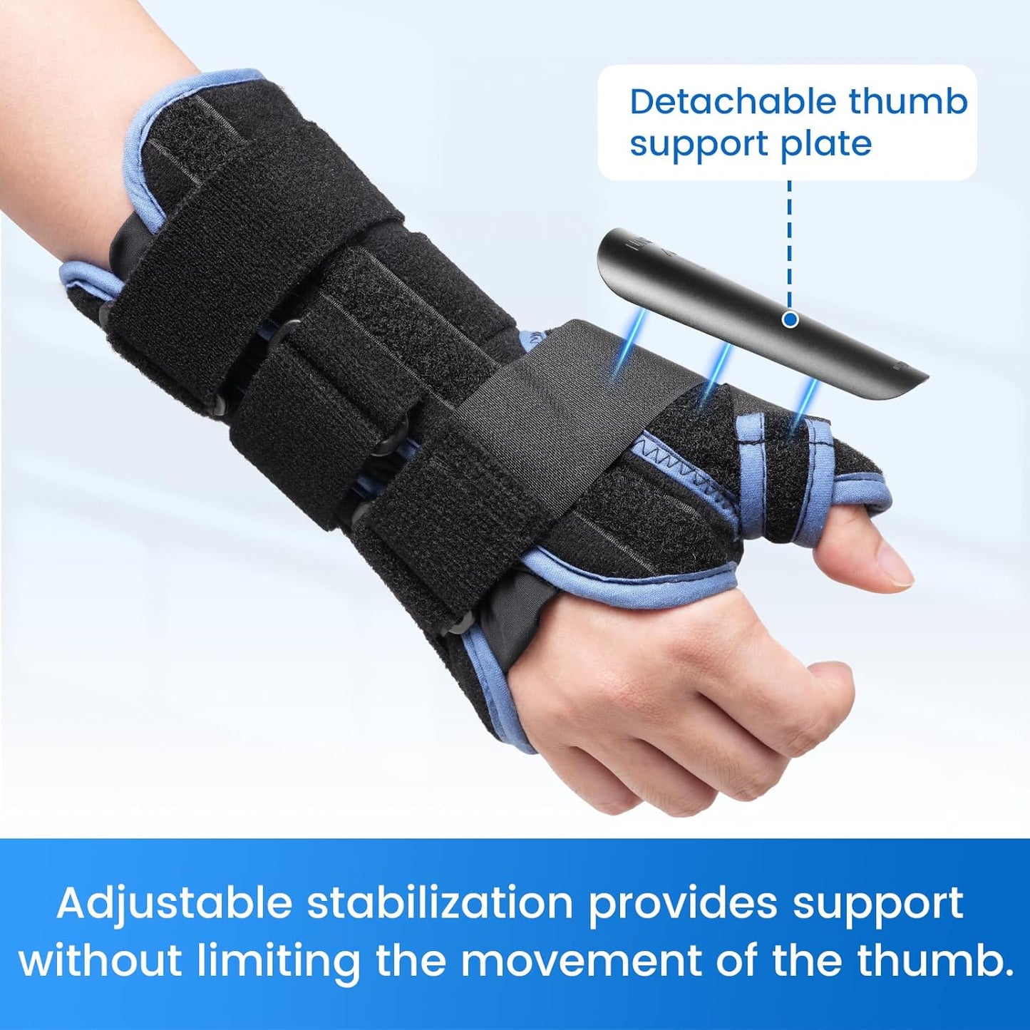 Velpeau Carpal Tunnel Wrist Brace with Thumb Stabilizer Night Support, Completely Stabilizes Wrist Thumb Joint, Pain Relief for Tendonitis, De Quervain's Tenosynovitis, Arthritis (Reg, Right Hand, L)