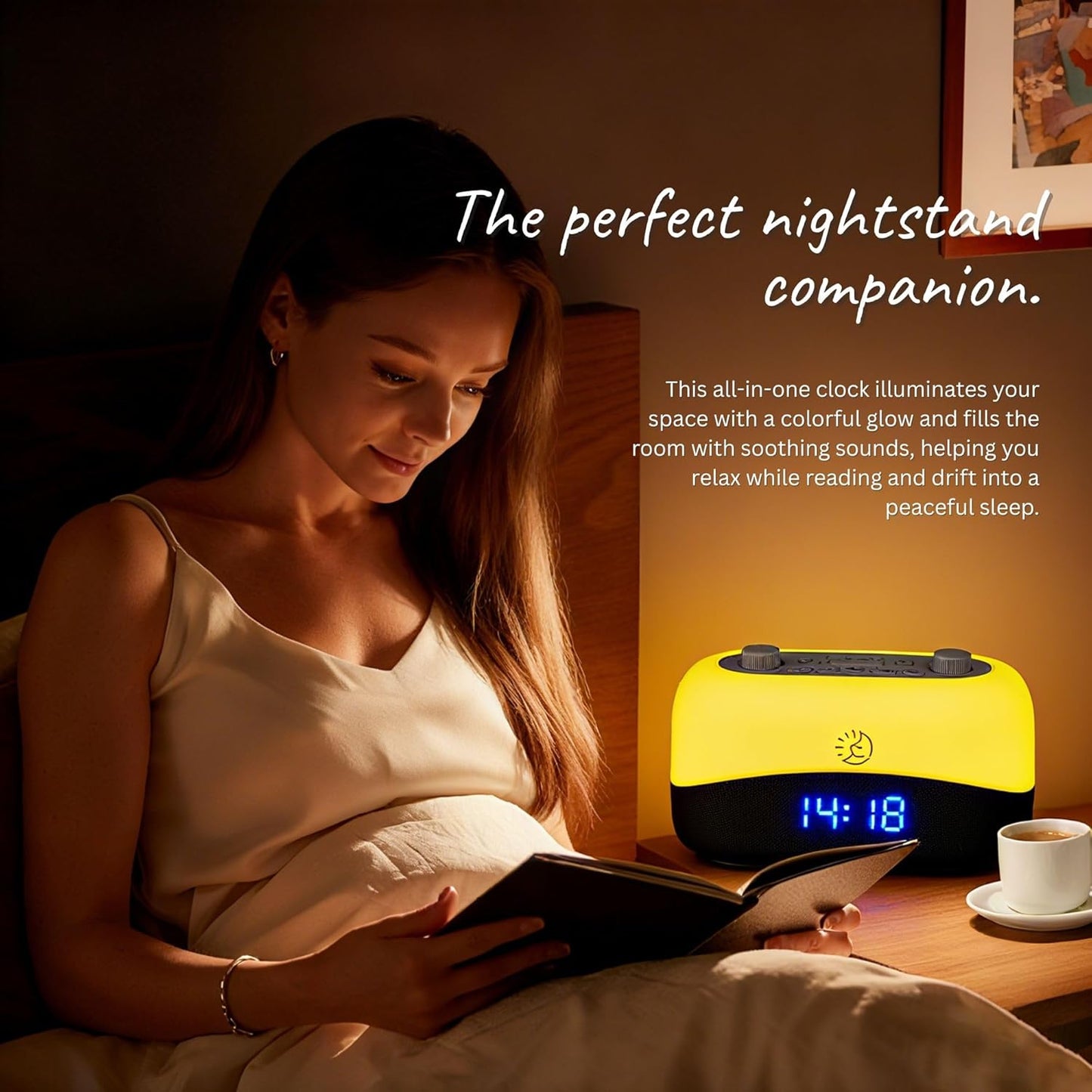 White Noise Machine with 29 Sounds + 16 Colors – Digital Alarm Clock & Amber Night Light for Blue Light Blocking, Gentle Wake Alarm, Sleep Timer & Memory Function for Adults & Kids
