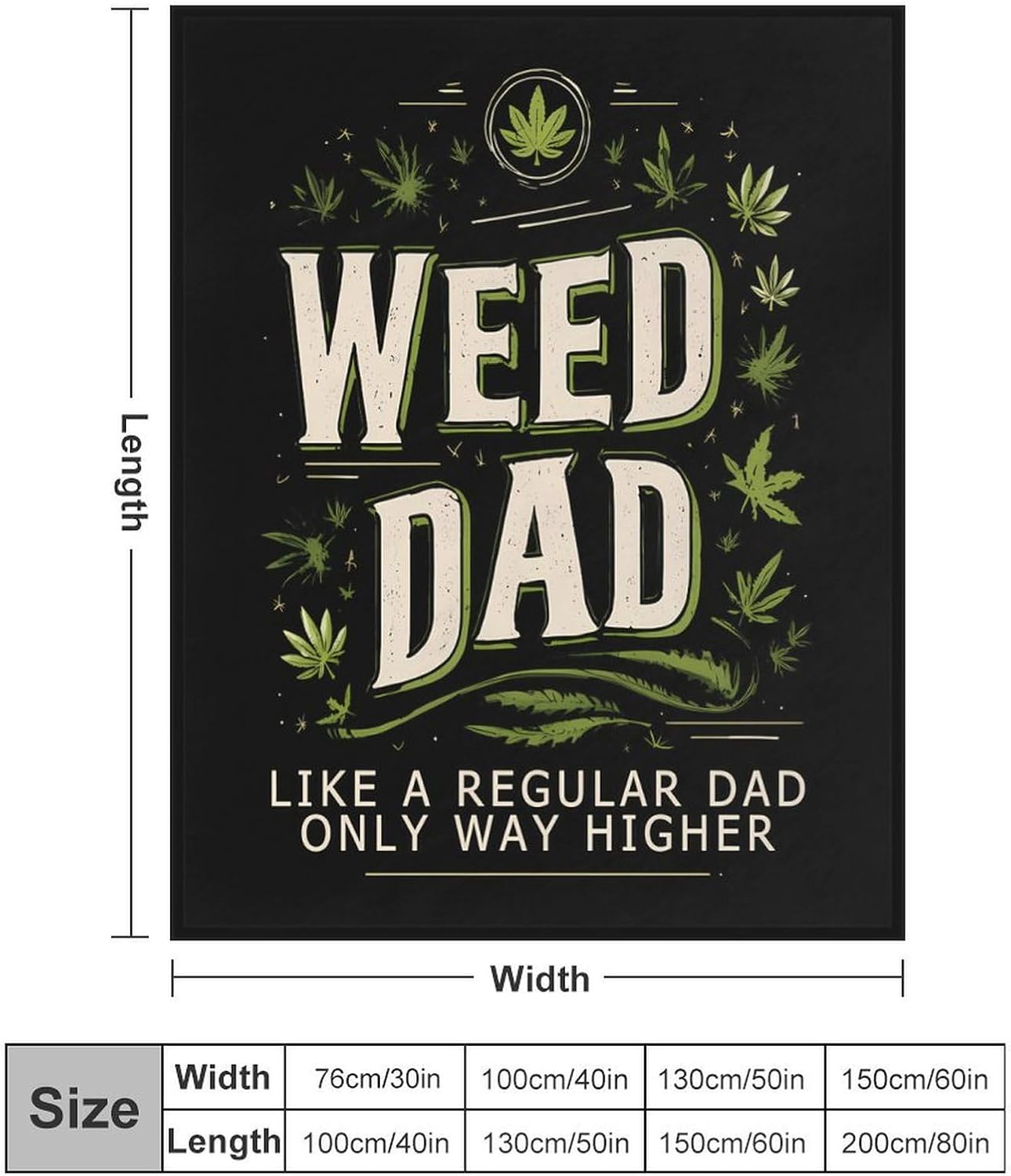 Funny Weed Dad Throw Blanket Fleece Blankets Soft Flannel for Couch Bed Pet Decorative Warm