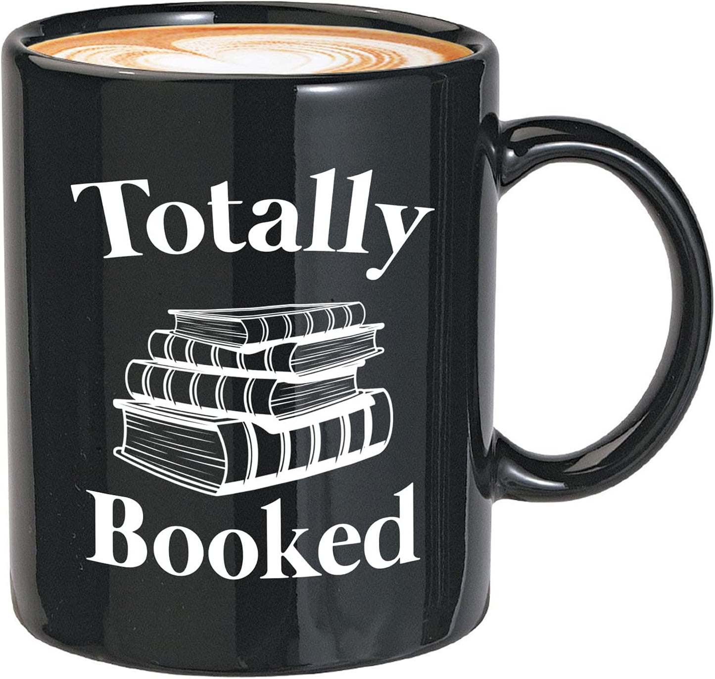 Bubble Hugs Book Lover Coffee Mug - Totally Booked - Bookworm Literature Library Novelist Writer Editor Reader Librarian Studious Bibliophile 11oz Black