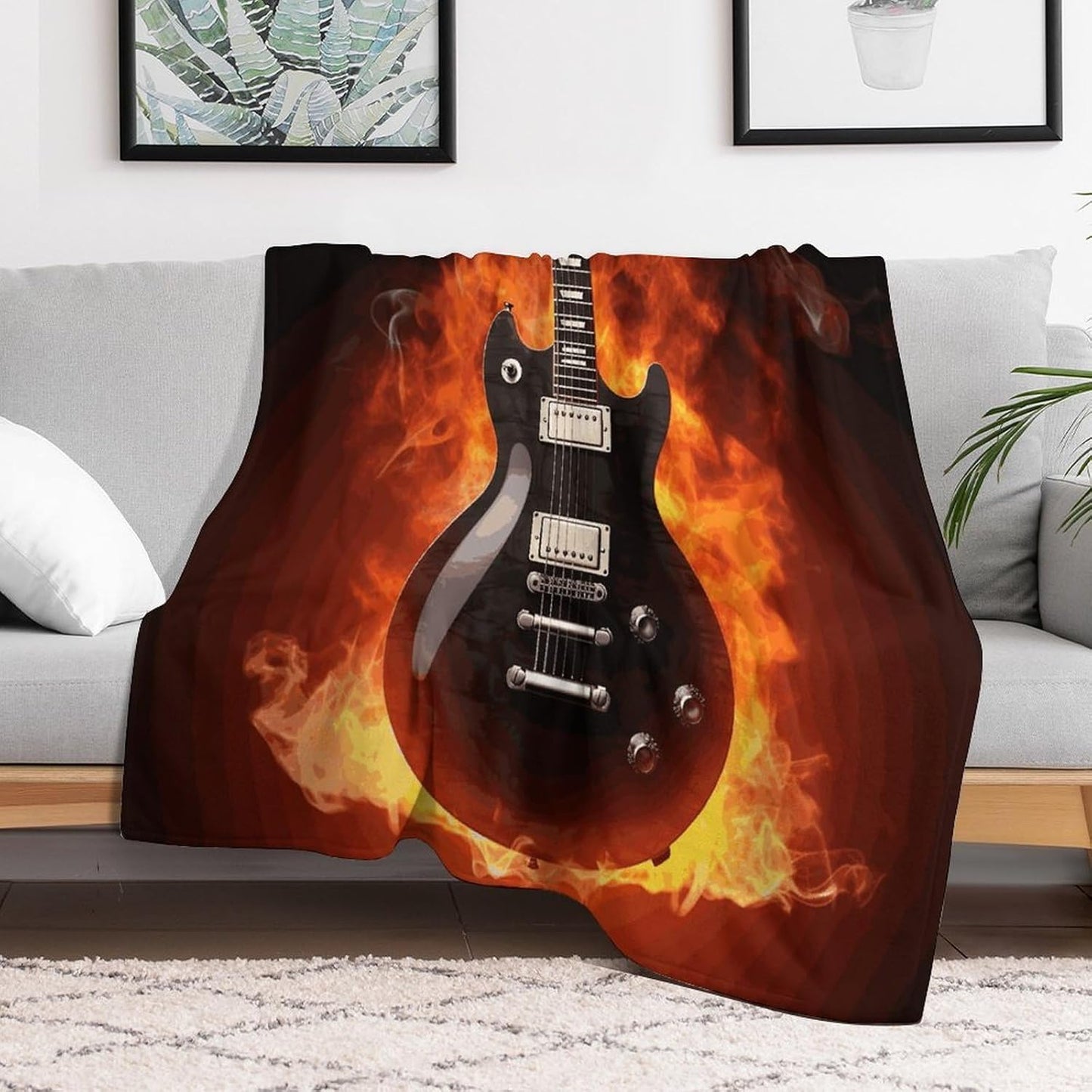 Rock Guitar Blanket Super Soft Lightweight Throw Blanket Cute Cozy Warm Bed Blanket Decorative Fuzzy Blanket All-Season Home Decor Gift for Sofa Couch Living Room 50"*60"（130 * 150cm）