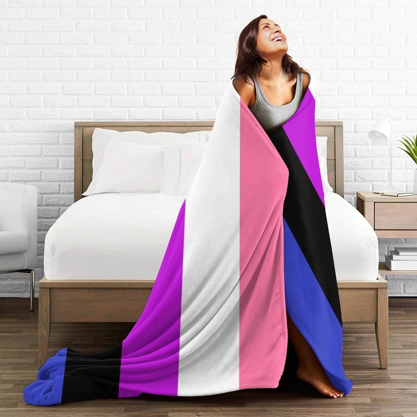 Genderfluid Pride Flag Blanket Super Soft Flannel Throw,Ultra-Soft Blanket for Bed Or Sofa All Season,Cozy Lightweight Blankets for Women Kids Adults 50"X 40"