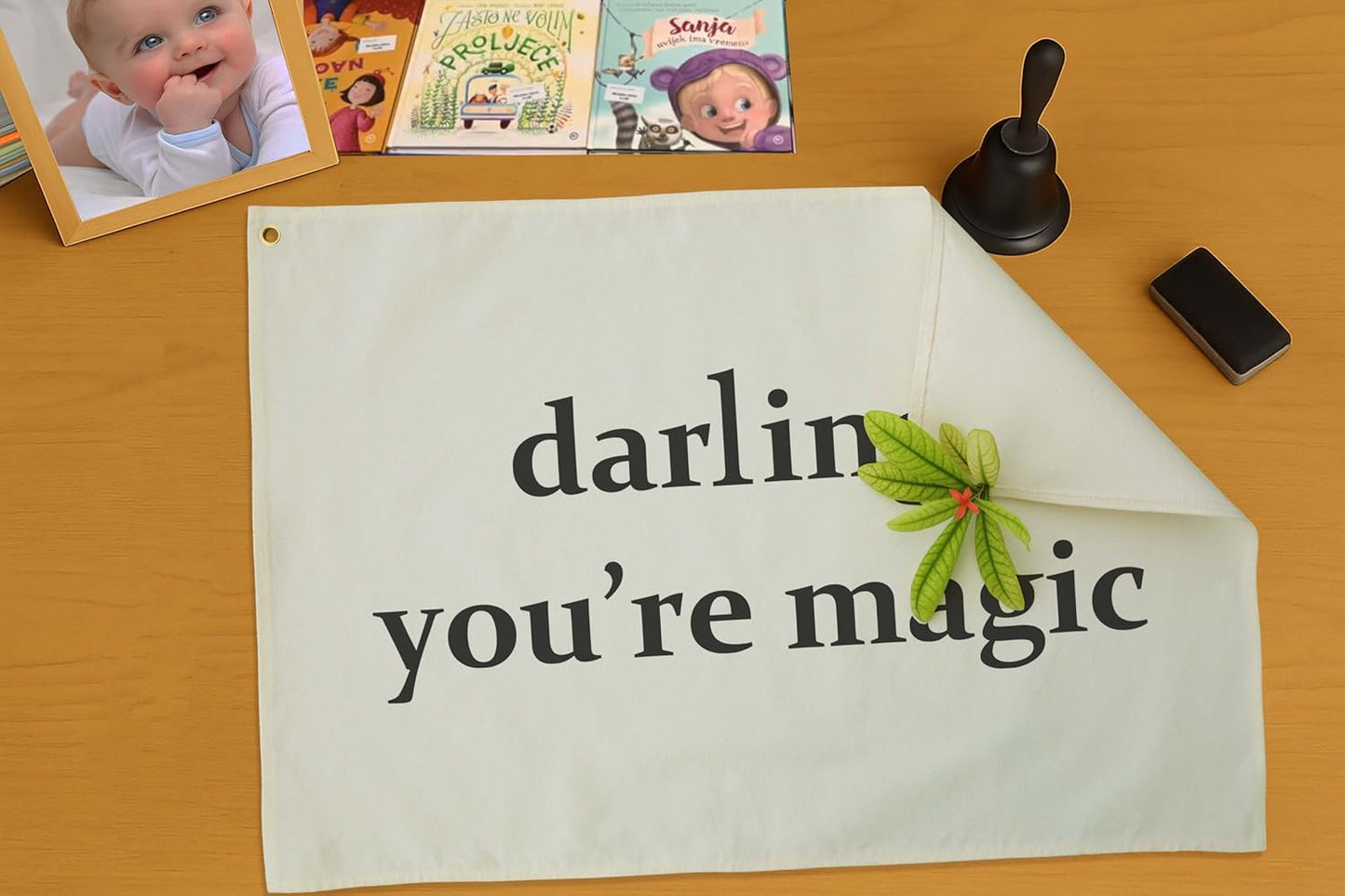 Nursery Canvas Banner Wall Decor Hanging Rectangular Flag Sign Art for Baby Kids Boy Girl,Babyroom Bedroom Playroom Decor,Christmas Gift for Nursery Wall Decor-Darling You’re Magic-28.5"L x 20"W