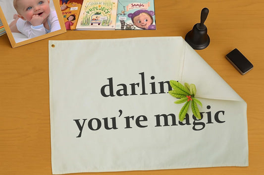 Nursery Canvas Banner Wall Decor Hanging Rectangular Flag Sign Art for Baby Kids Boy Girl,Babyroom Bedroom Playroom Decor,Christmas Gift for Nursery Wall Decor-Darling You’re Magic-28.5"L x 20"W