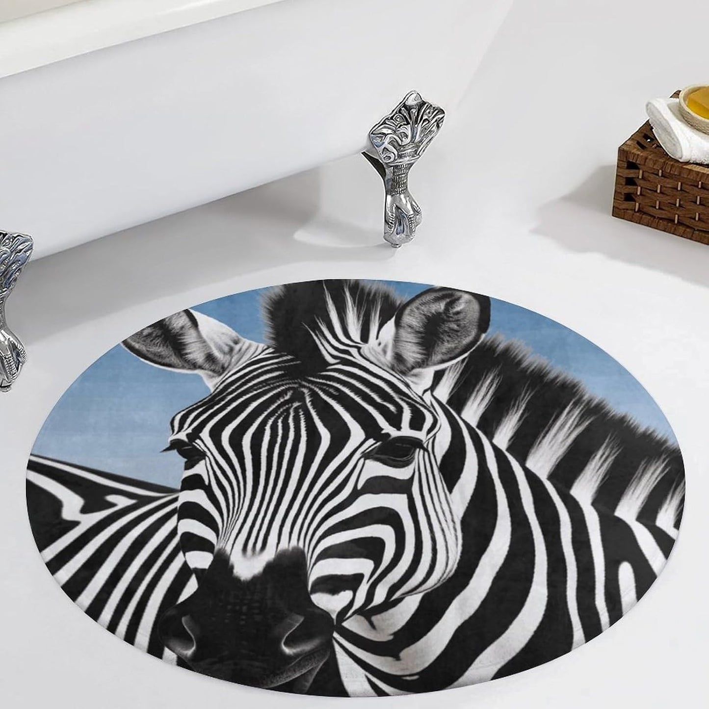 Zebra Circle Rug Retro Luxury Coral Velvet Floor Mat Non Slip Soft Indoor Floor Carpet Comfy Thickened Area Rugs Modern Aesthetic Minimalist Carpets for Home Decor
