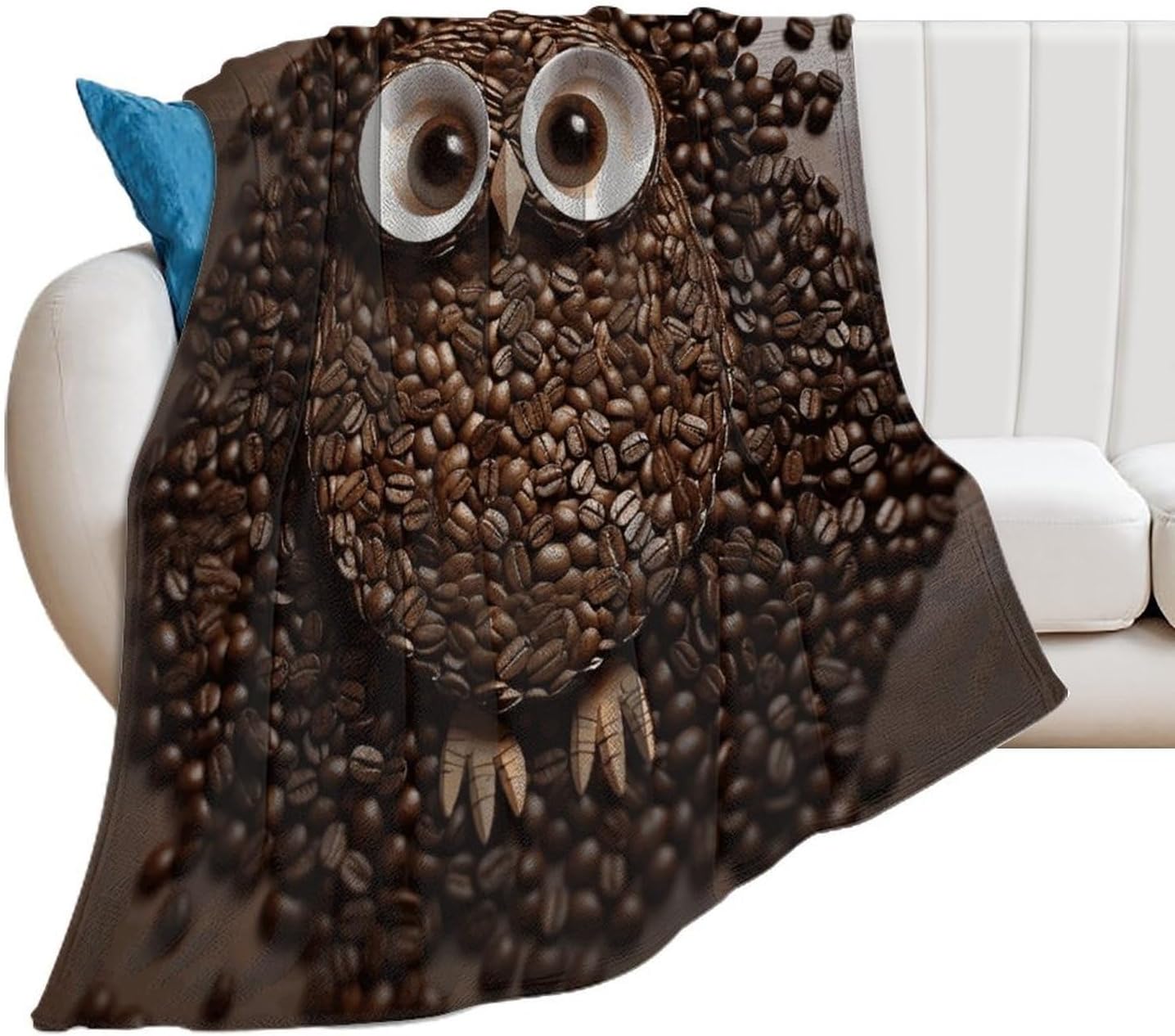 Coffee Bean Owl Throw Blanket for Couch Super Soft Warm Lightweight Throw Blankets Cozy Flannel Bed Blanket Cute Decorative Blankets for All Seasons Home Decor Gift 50"*60"（130 * 150cm）