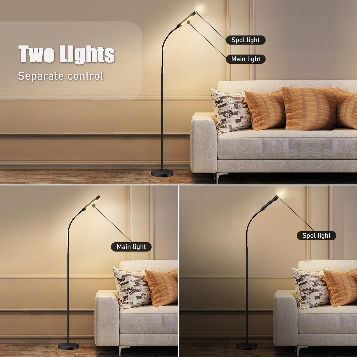 Floor Lamp for Living Room, bedrooms,Work,Study and Home Decor.with Remote Control.4 Color temperatures LED Bulb.Lighting Brightness Adjustable from 10%-100%.Modern Reading Standing lamp.