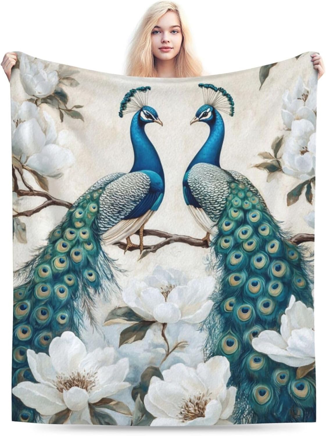 Peacock Blanket Peacock Fleece Throw Blanket Super Soft Warm Cozy Fuzzy Plush Blanket Gifts for Girls Boys Kids Room Decor 40"X50"