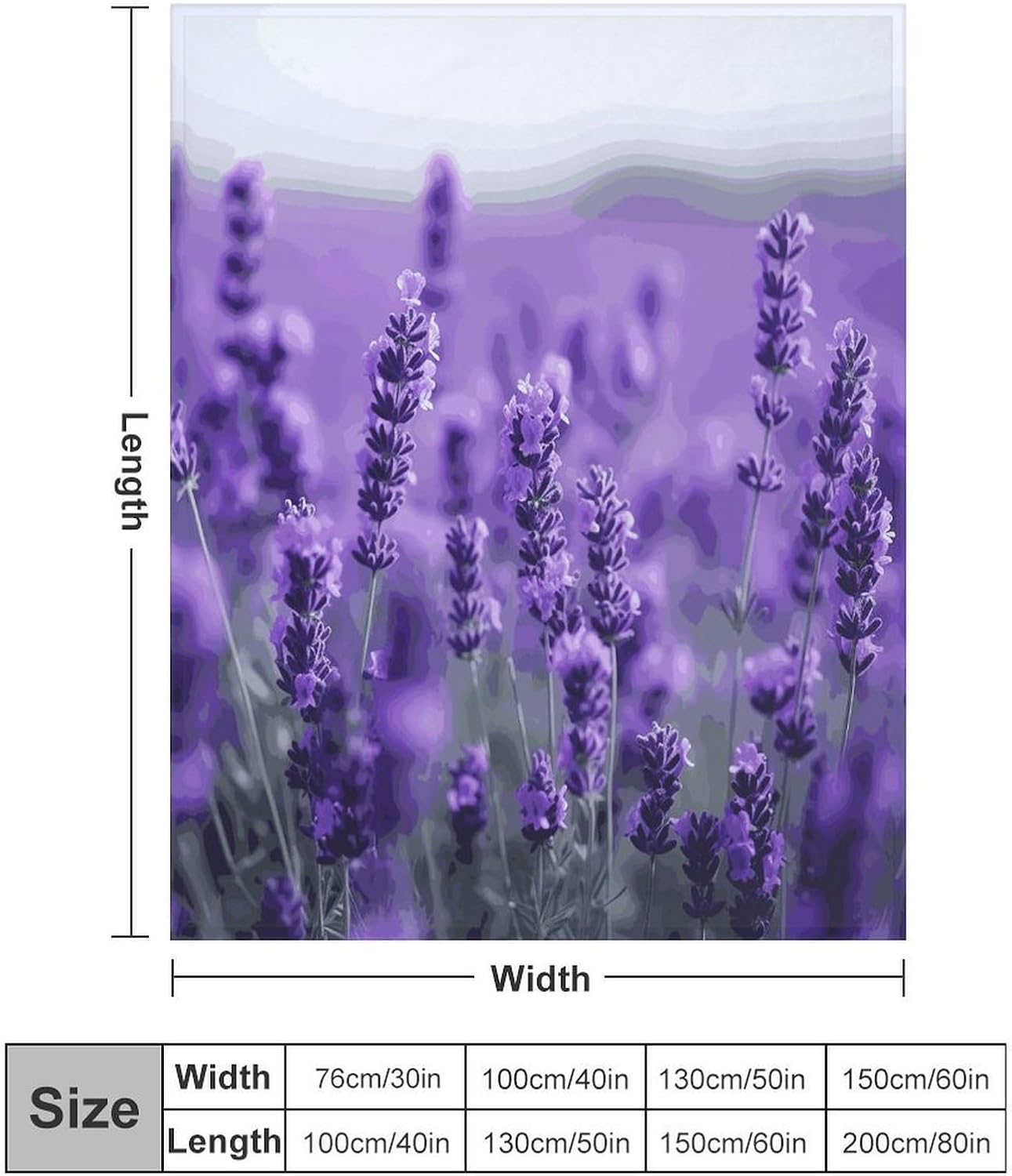Purple Lavender Blanket Super Soft Lightweight Throw Blanket Cute Cozy Warm Bed Blanket Decorative Fuzzy Blanket All-Season Home Decor Gift for Sofa Couch Living Room 60"*80"（150 * 200cm）