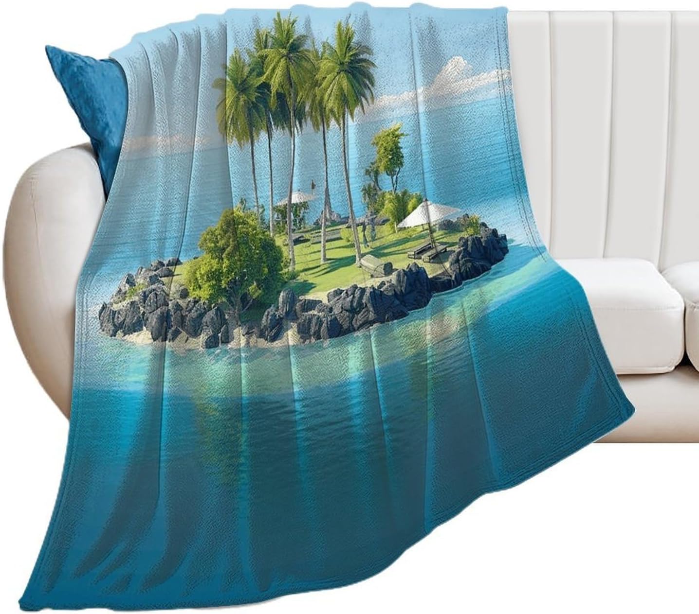 Ocean Island Throw Blanket for Couch Super Soft Warm Lightweight Throw Blankets Cozy Flannel Bed Blanket Cute Decorative Blankets for All Seasons Home Decor Gift 30"*40"（76 * 100cm）