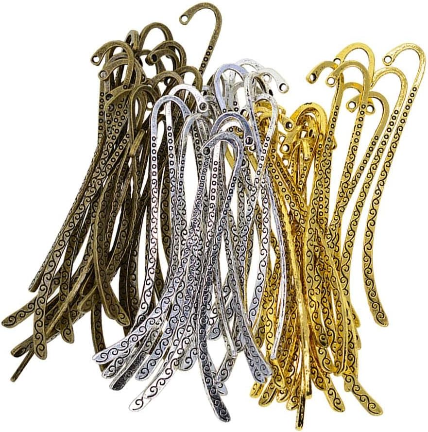 60pcs Metal Bookmarks Beading Vintage Bookmark, Retro Bookmarks with Hook for Adults, Kids, Teacher Student Reading and Enthusiasts Gifts