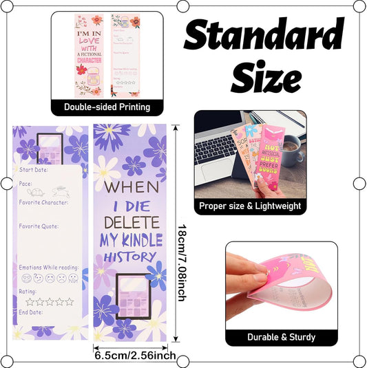 LiYiQ 100 Pcs Book Lovers Bookmarks Double-Sided Bookmark Page Markers Book Markers Set Reading Bookmarks Gift for Women
