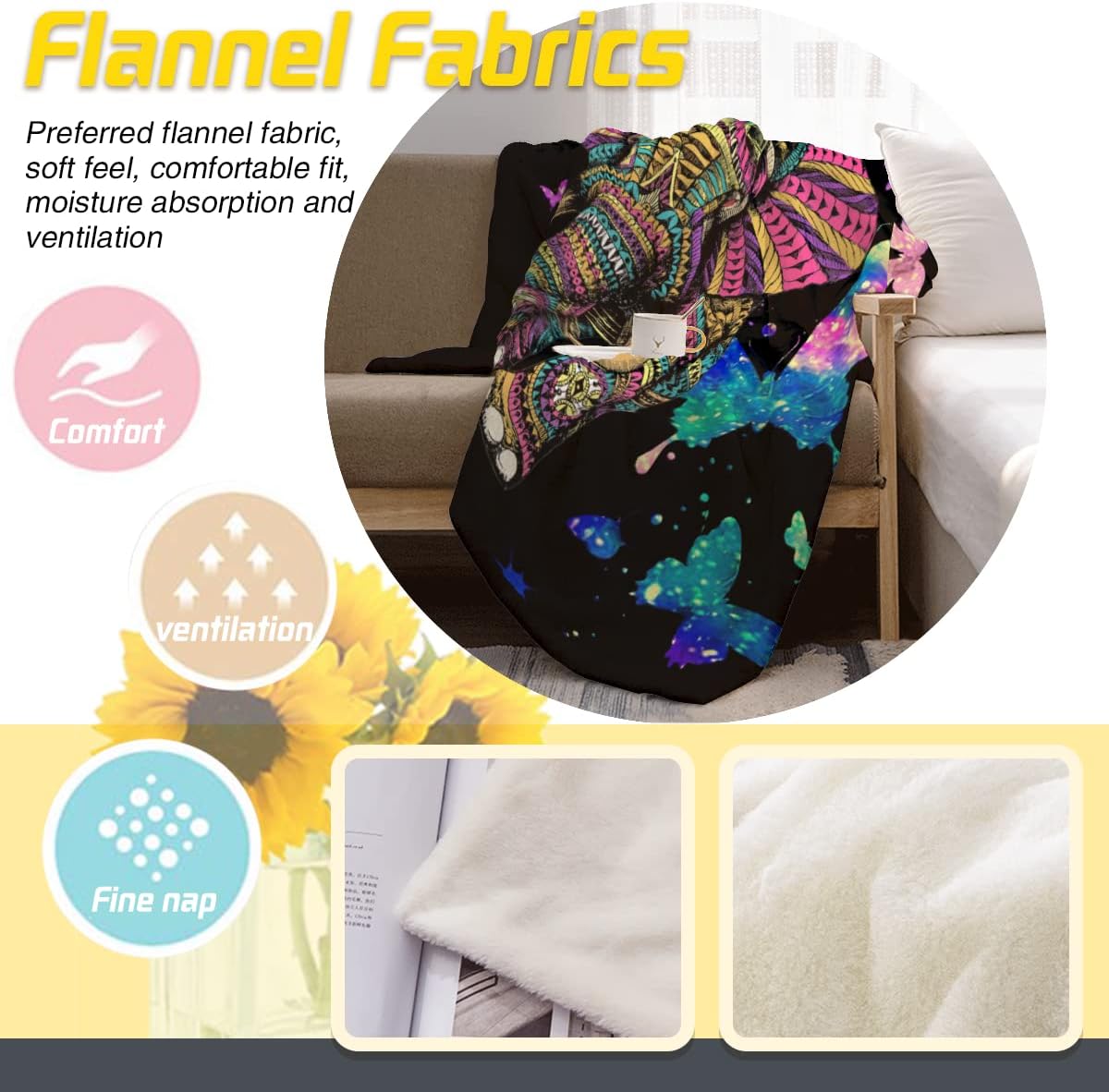Elephant Throw Blanket Fuzzy, Elephant Gifts for Women Men Girls Boys Kids, Soft Cozy Fleece Blanket Warm Flannel Throws for Couch Sofa Bed Living Room