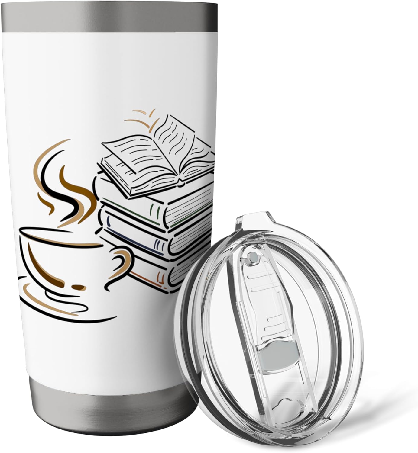 Coffee and Books Lover Gift Bookworm Reading Library Fan Stainless Steel Insulated Tumbler