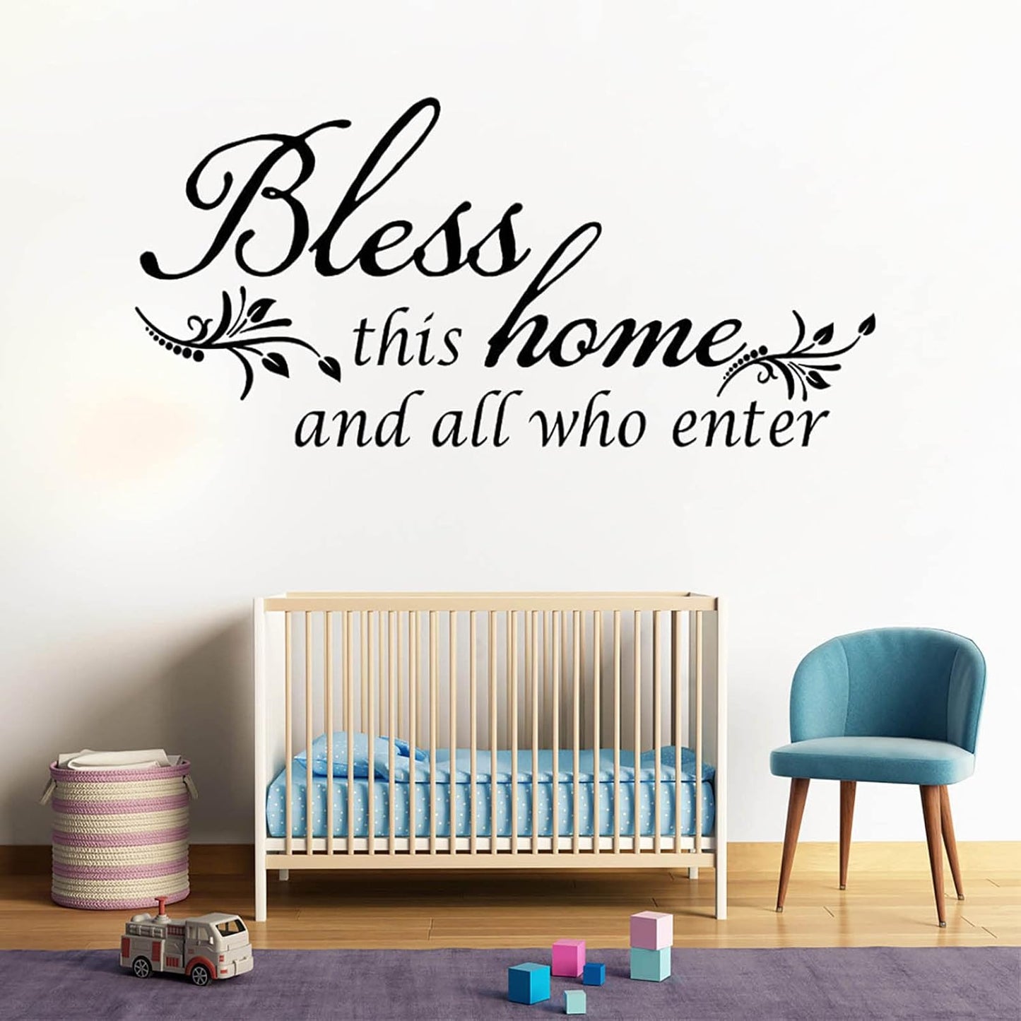 Room Decorations Wall Decals Quotes Stickers,Bless This Home and All Who Enter, Home Decors Inspirational Sticker for Entryway Living Room Décor Art Letters
