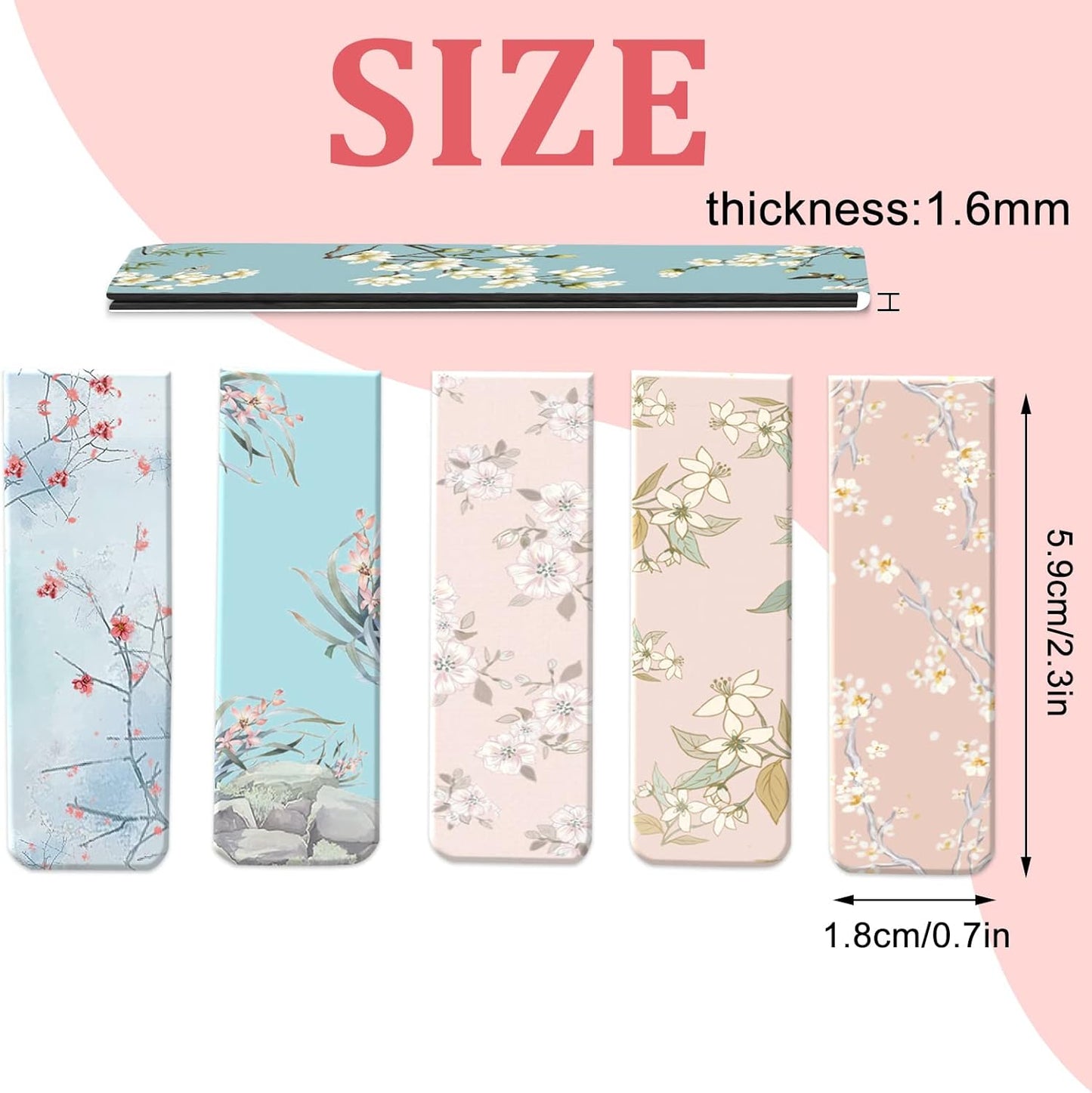 30 Pieces Bookmarks, Magnetic Bookmarks for Women, Page Markers for Students Teachers Reading (Floral Style)
