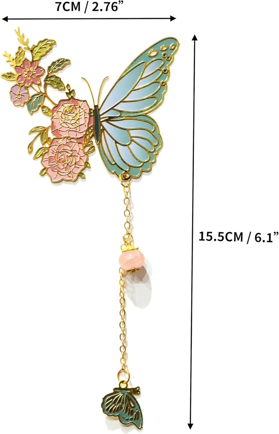 Butterfly Bookmark with Flower Pendant - Book Marks for Reading Women, Book Lovers Gifts - Cute Cool Bookmarks for Women, Teacher Deals - Metal Bookmarks Butterfly Gifts for Women